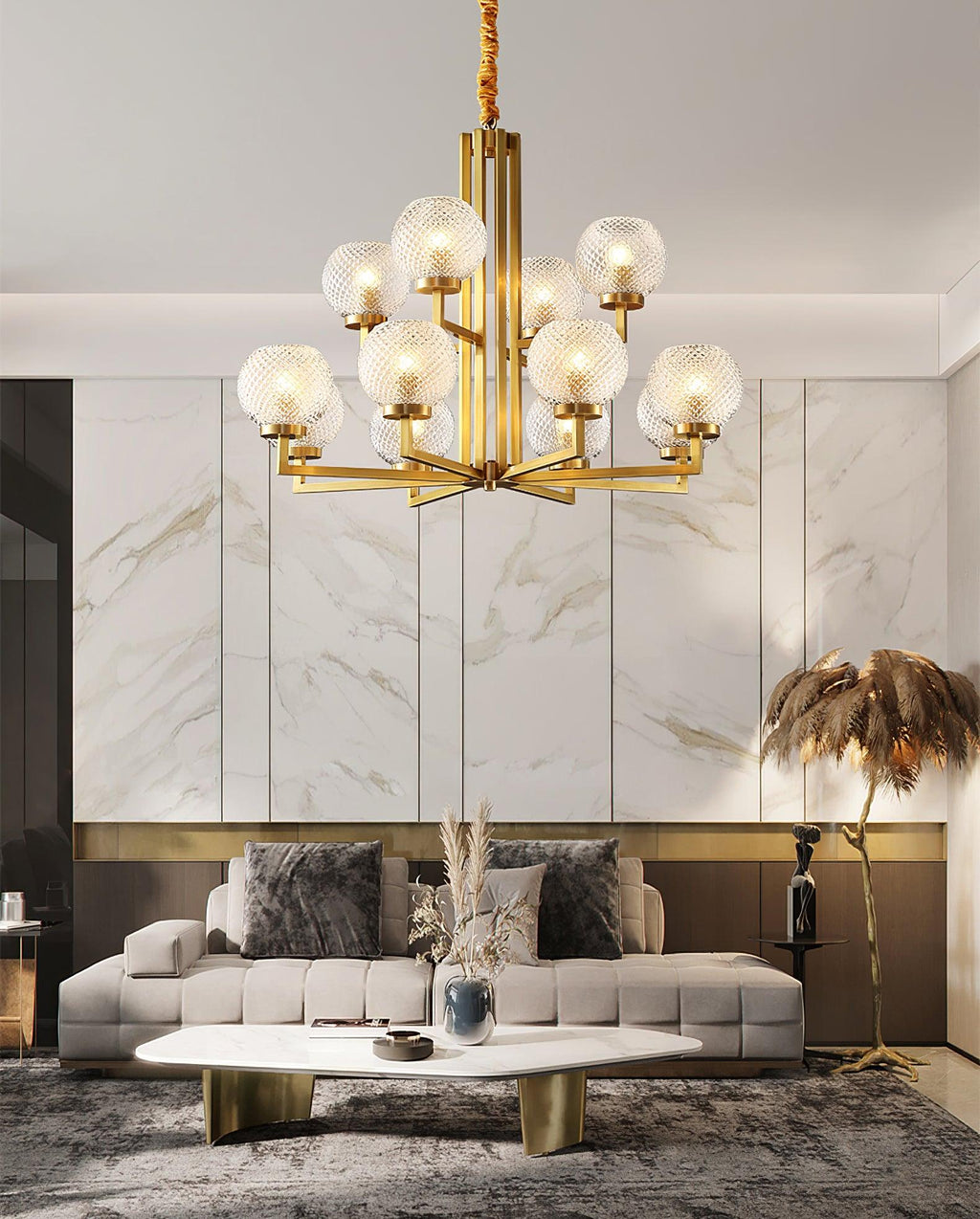 Talenis Glass Chandelier-Moonnatur