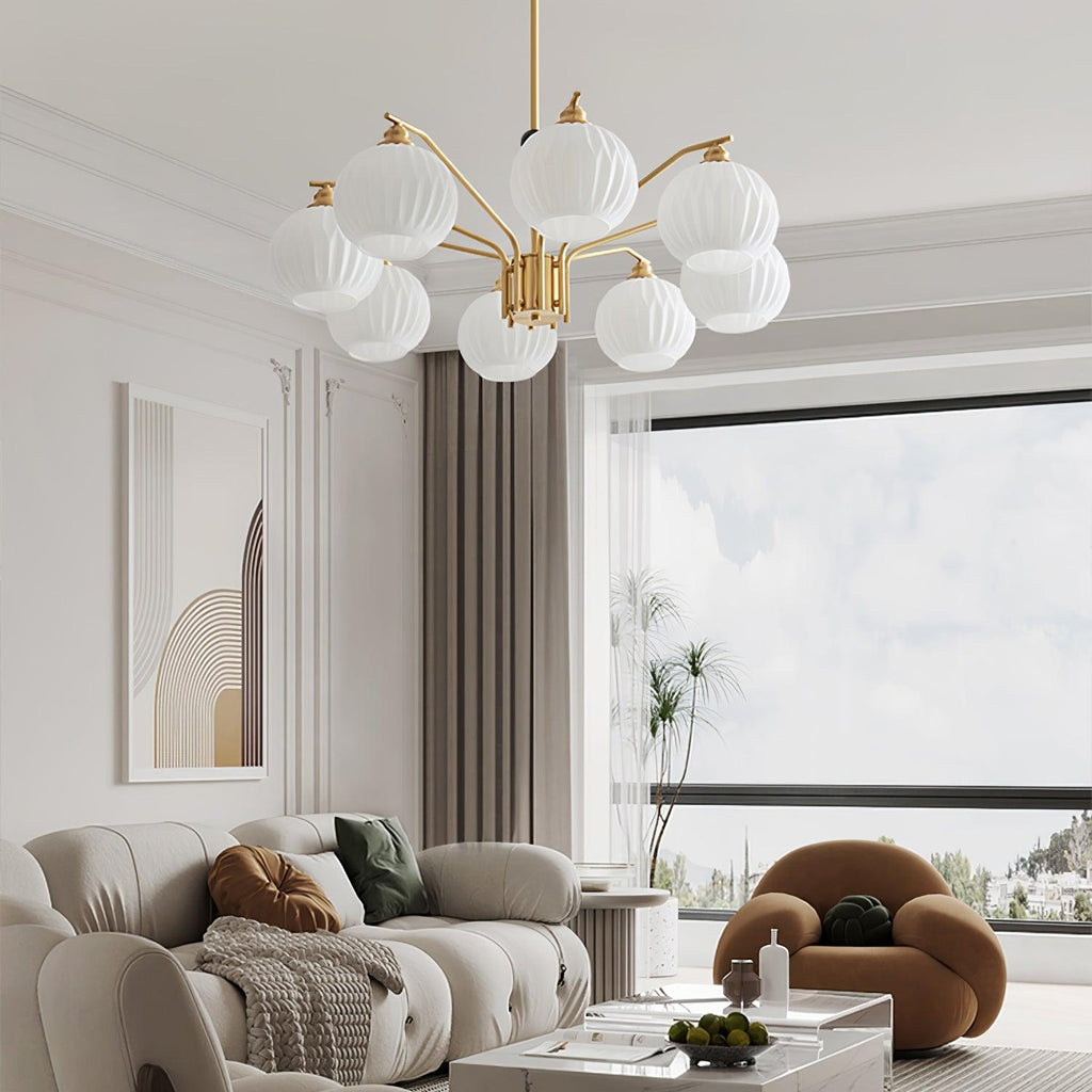Lathenfern Brass Chandelier-Moonnatur
