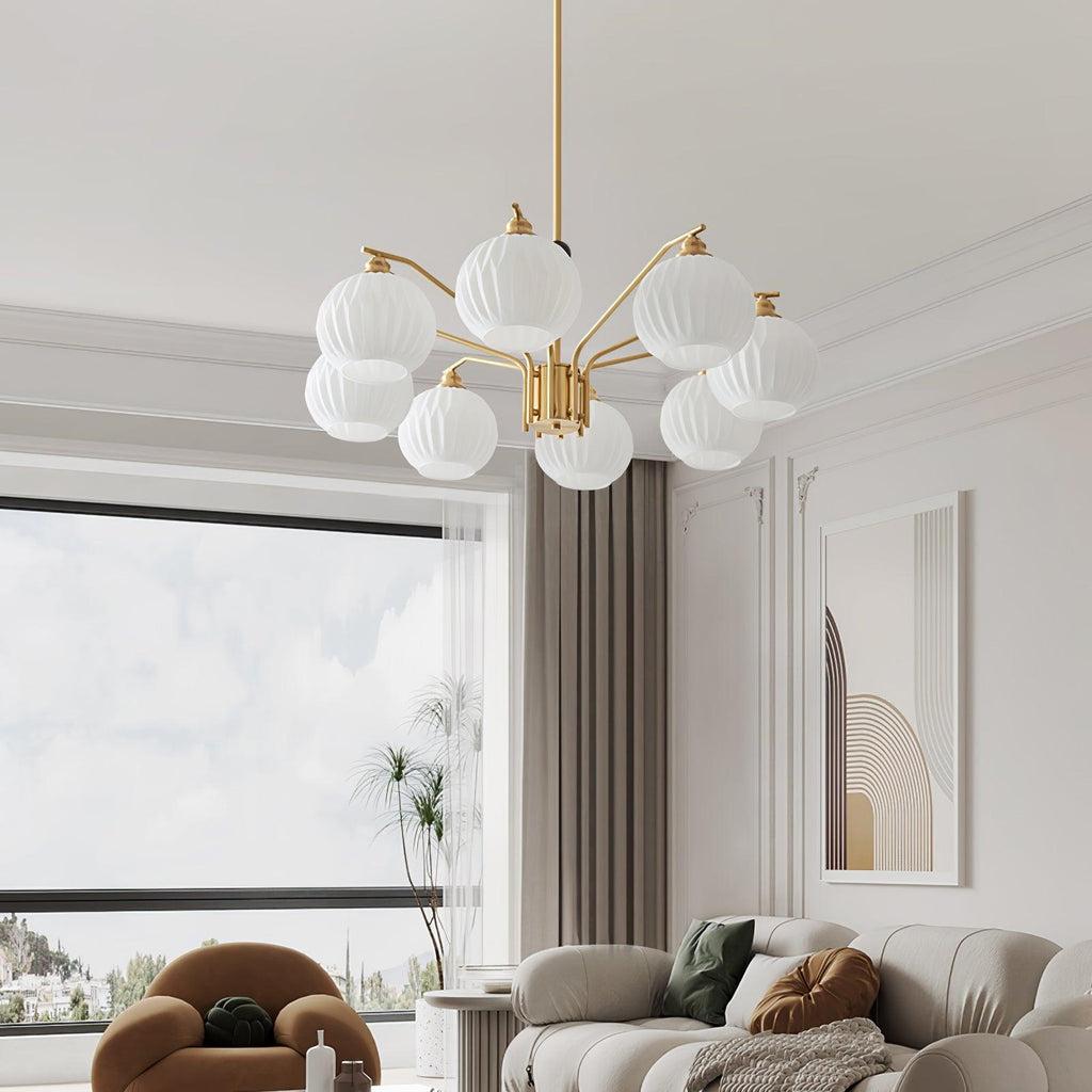 Lathenfern Brass Chandelier-Moonnatur