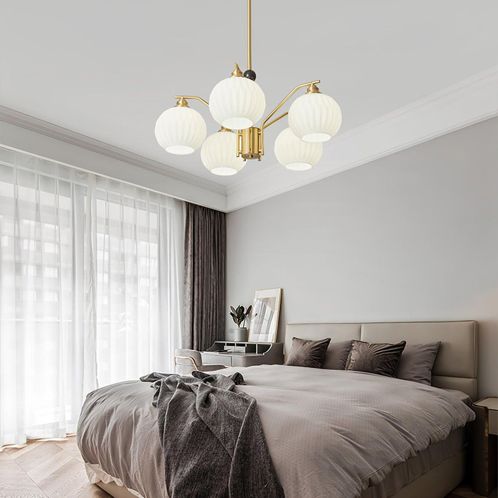 Lathenfern Brass Chandelier-Moonnatur