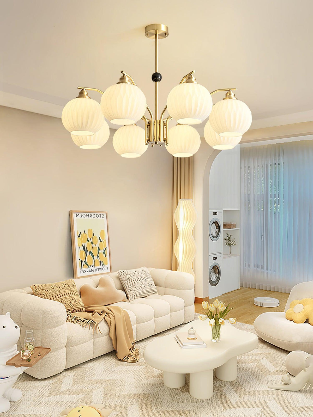 Lathenfern Brass Chandelier-Moonnatur