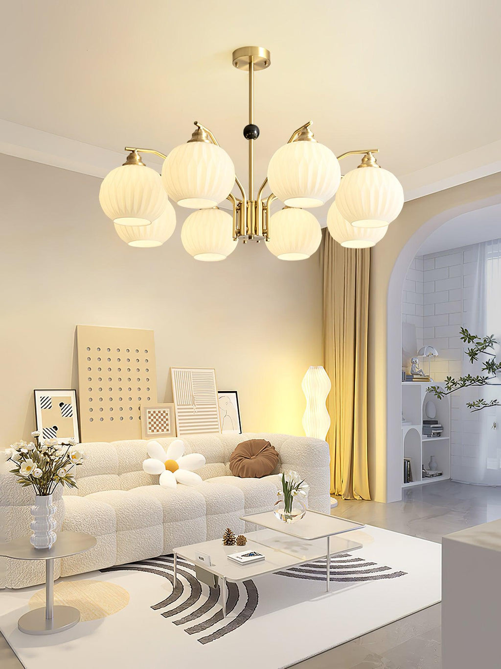 Lathenfern Brass Chandelier-Moonnatur