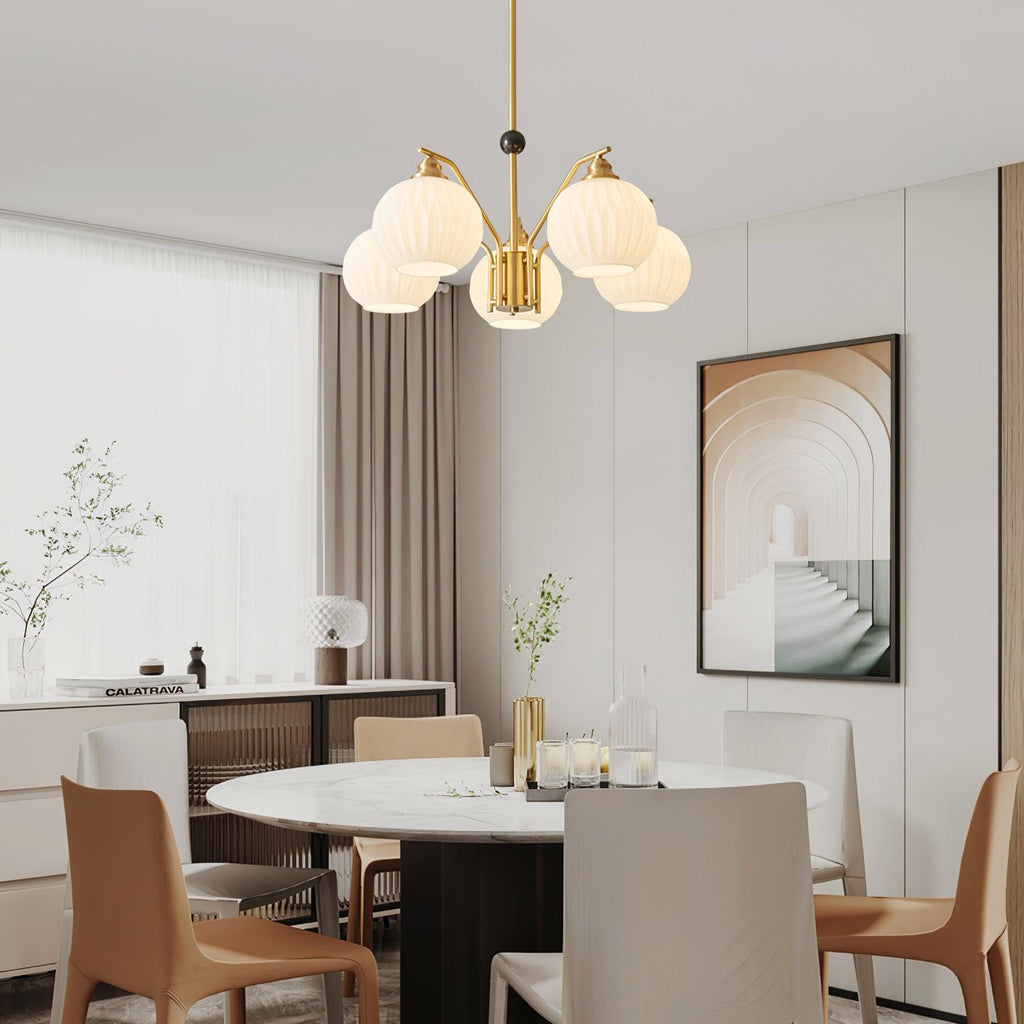 Lathenfern Brass Chandelier-Moonnatur