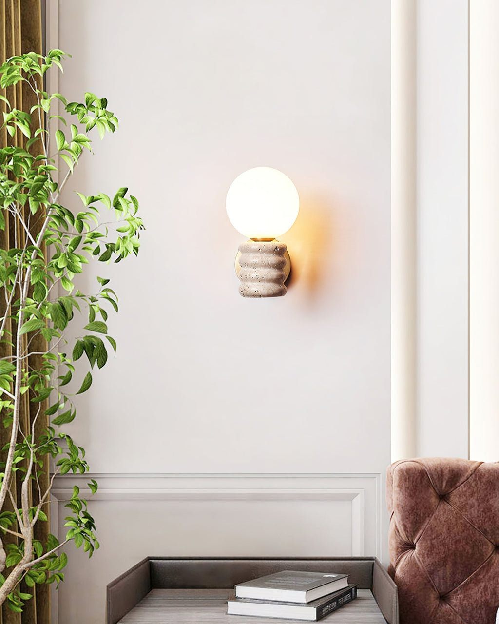 Marvenwren Travertine Wall Light-Moonnatur