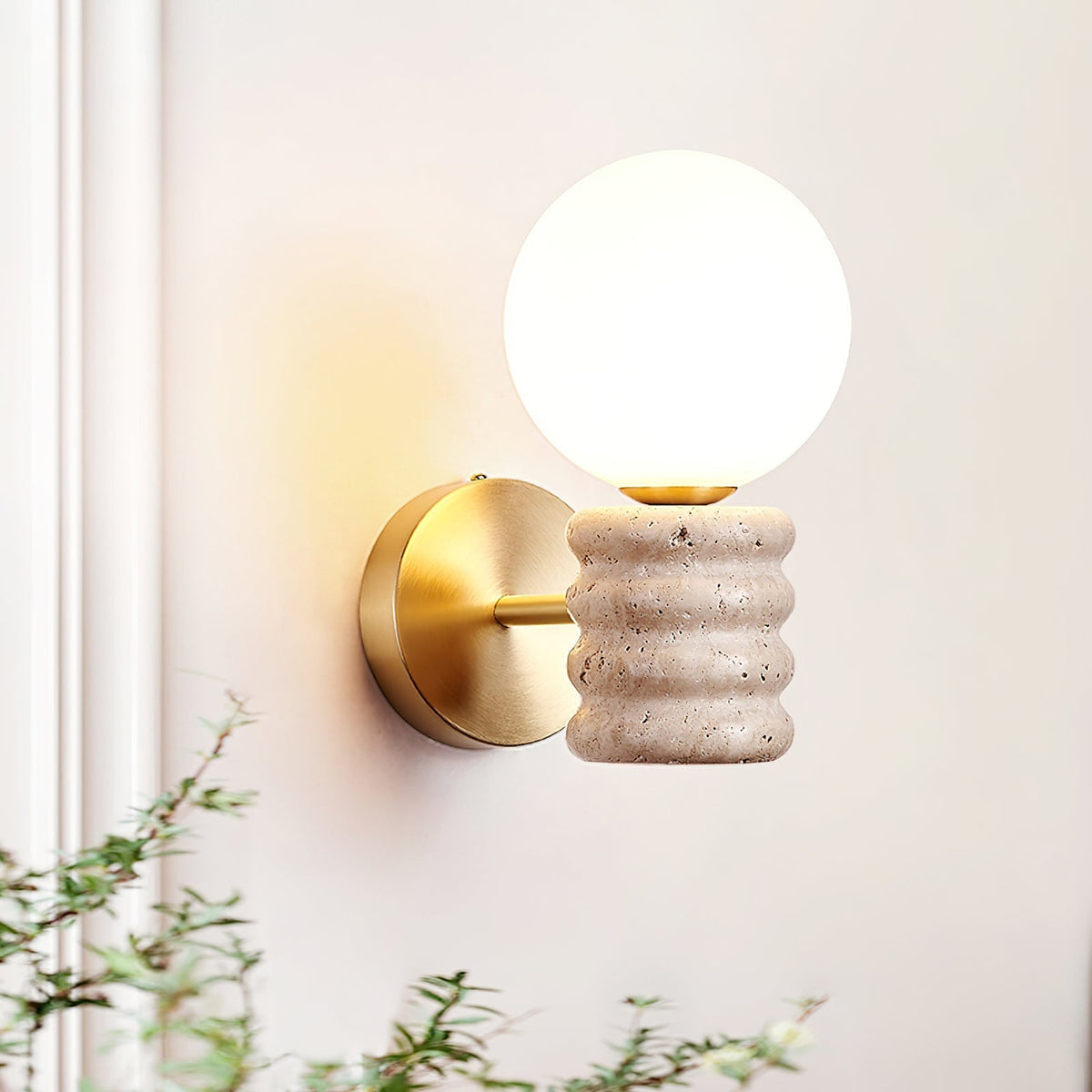 Marvenwren Travertine Wall Light-Moonnatur