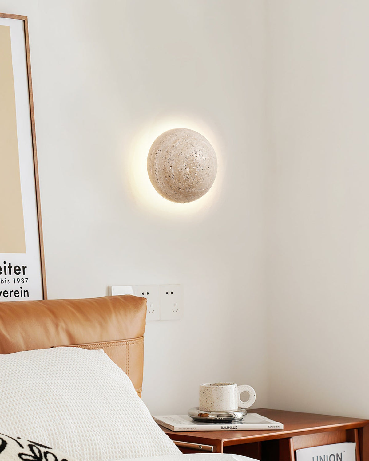 Aberfern Travertine Wall Light-Moonnatur
