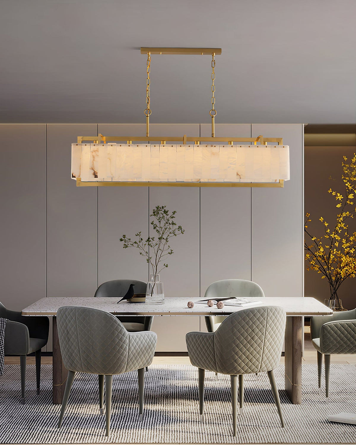 Yarrelbrook Alabaster Chandelier-Moonnatur