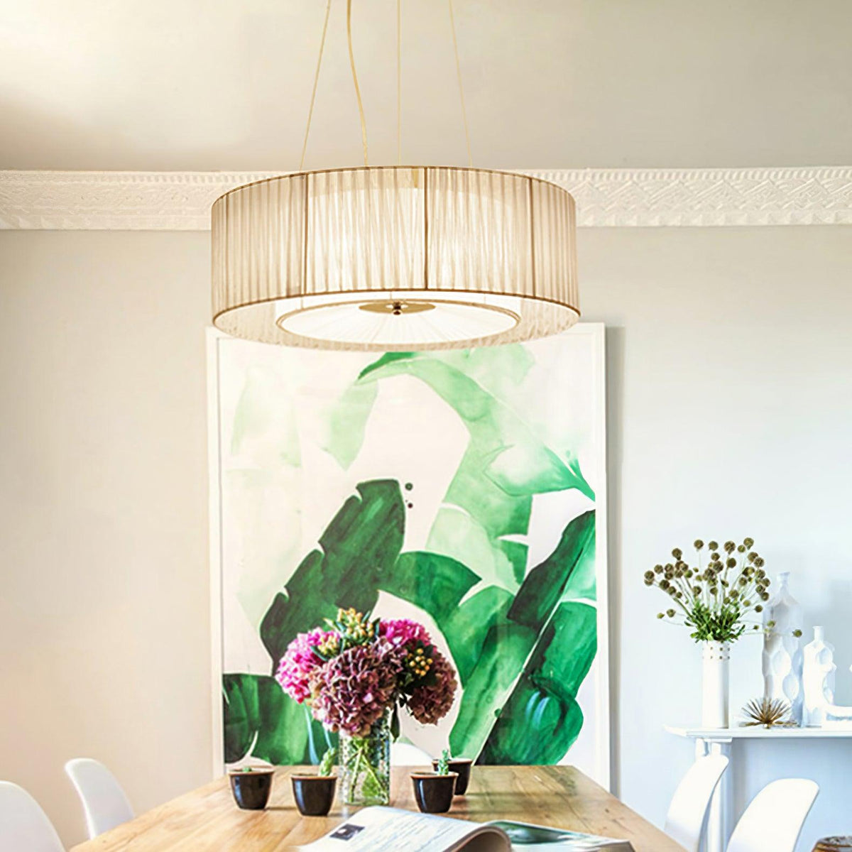 Langrenheath Fabric Pendant Light-Moonnatur