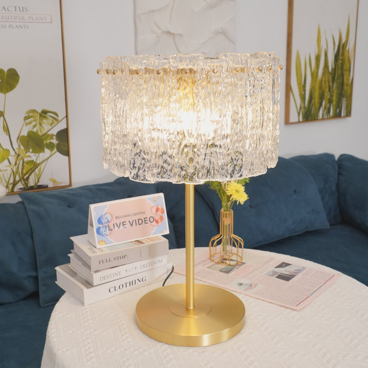 Nardenrose Glass Table Lamp-Moonnatur