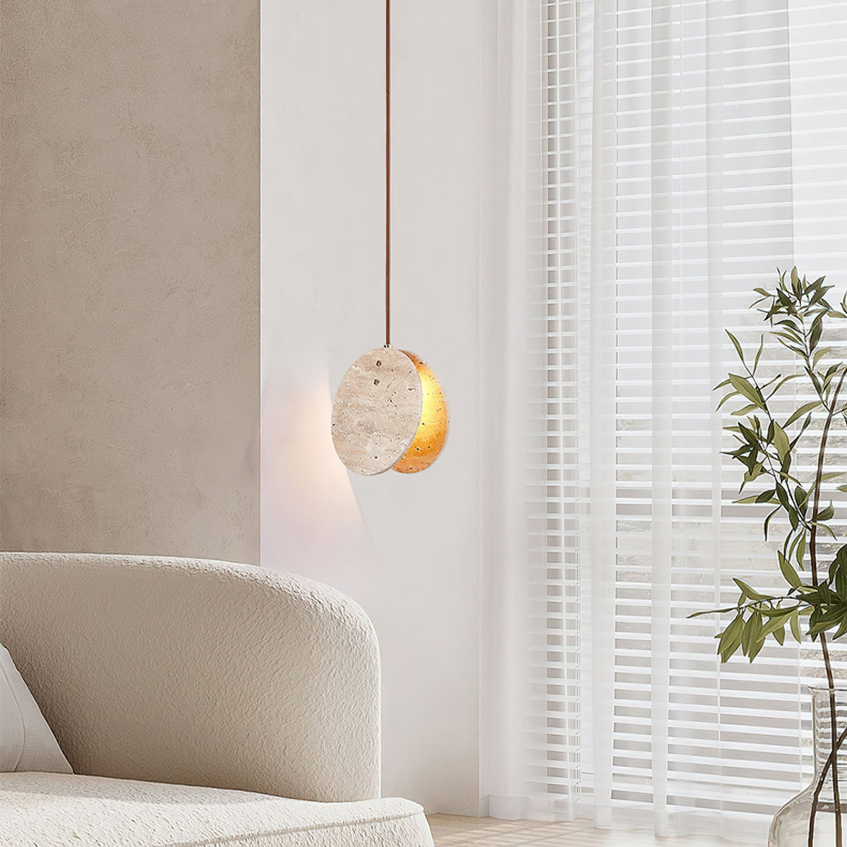 Abermoss Travertine Pendant Light-Moonnatur