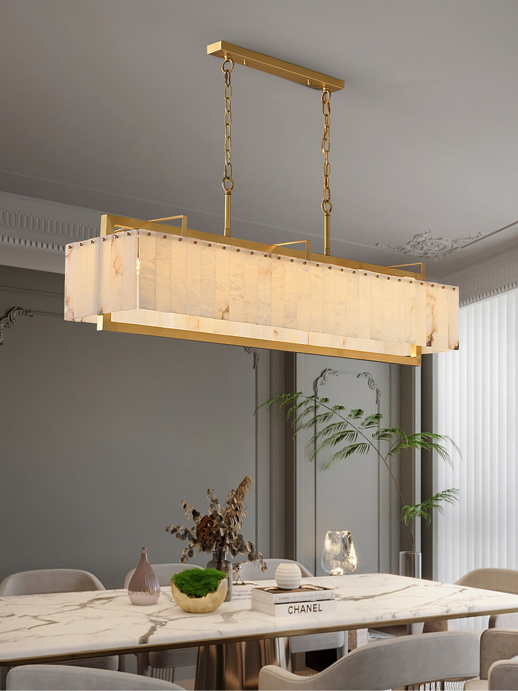 Kilvenholm Alabaster Chandelier-Moonnatur