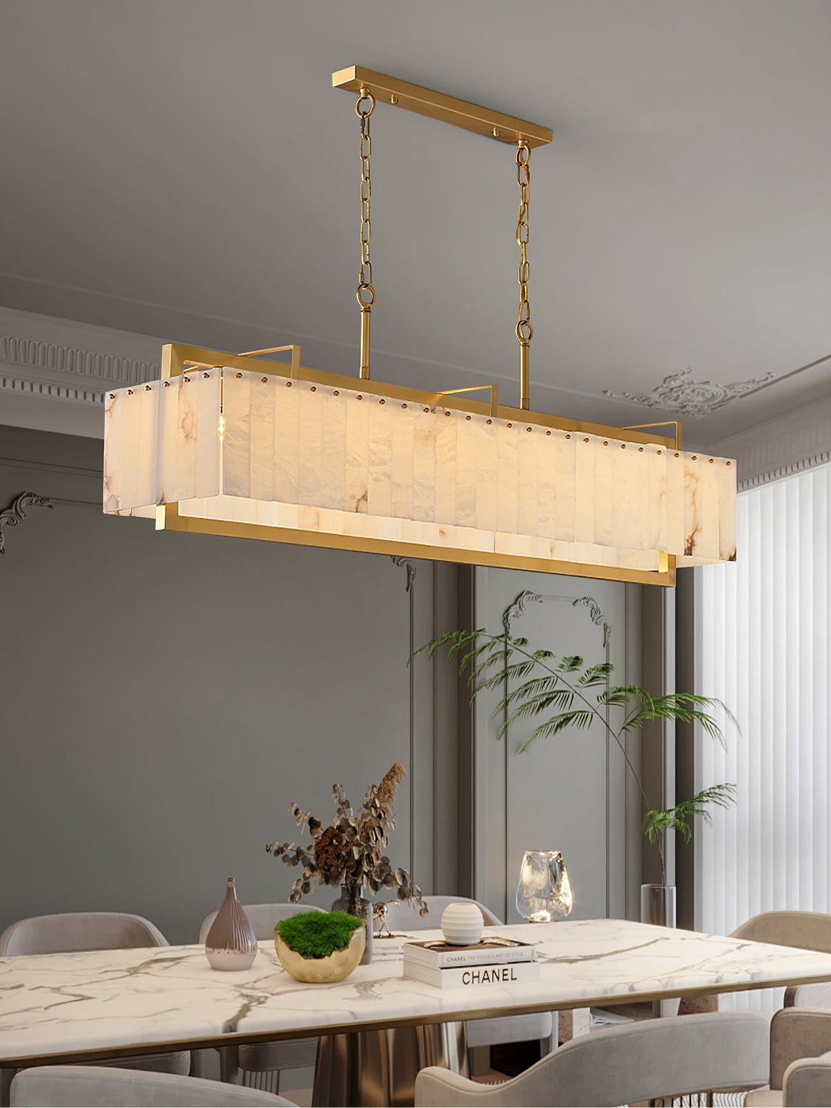 Kilvenholm Alabaster Chandelier-Moonnatur