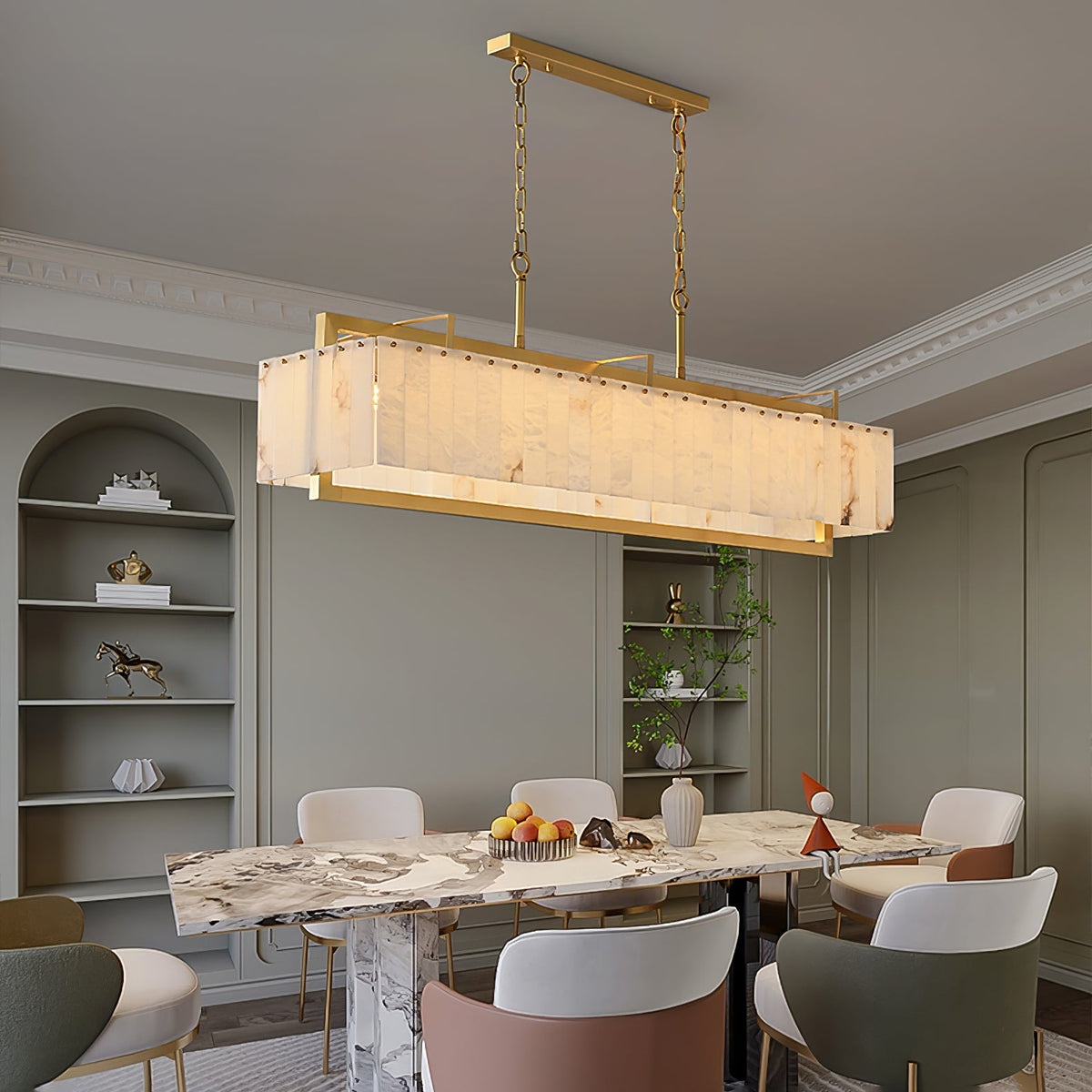 Kilvenholm Alabaster Chandelier-Moonnatur