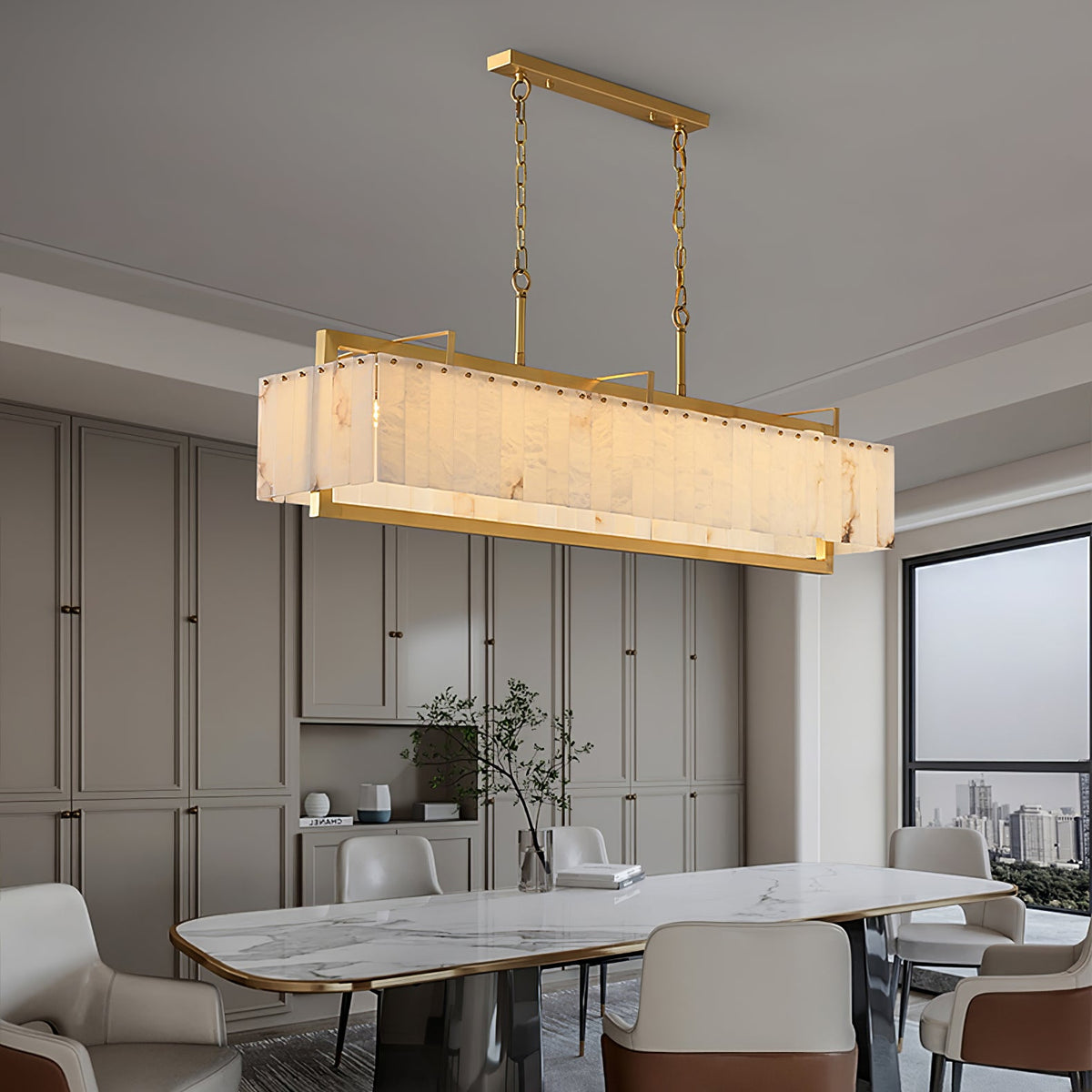 Kilvenholm Alabaster Chandelier-Moonnatur
