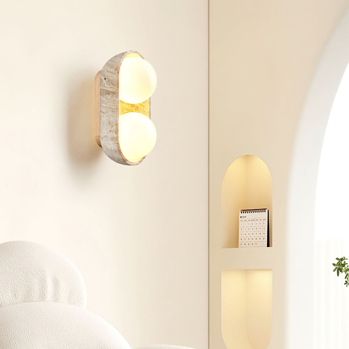 Penrelina Travertine Wall Light-Moonnatur
