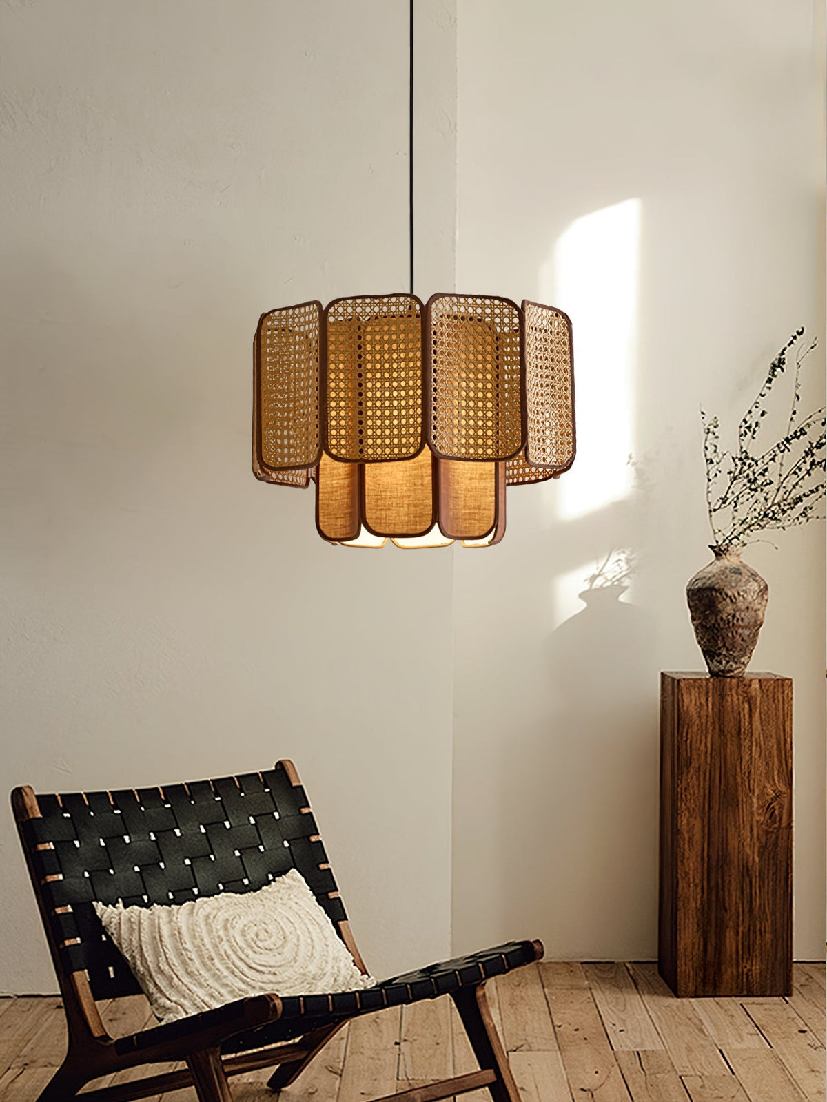 Oveleth Rattan Pendant Light-Moonnatur
