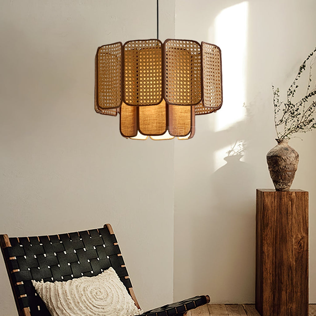 Oveleth Rattan Pendant Light-Moonnatur