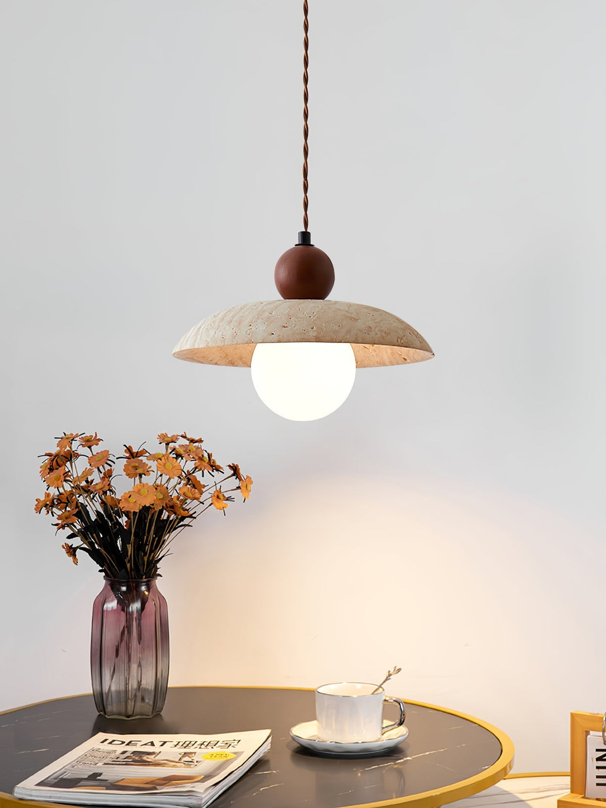 Quenelonna Travertine Pendant Light-Moonnatur