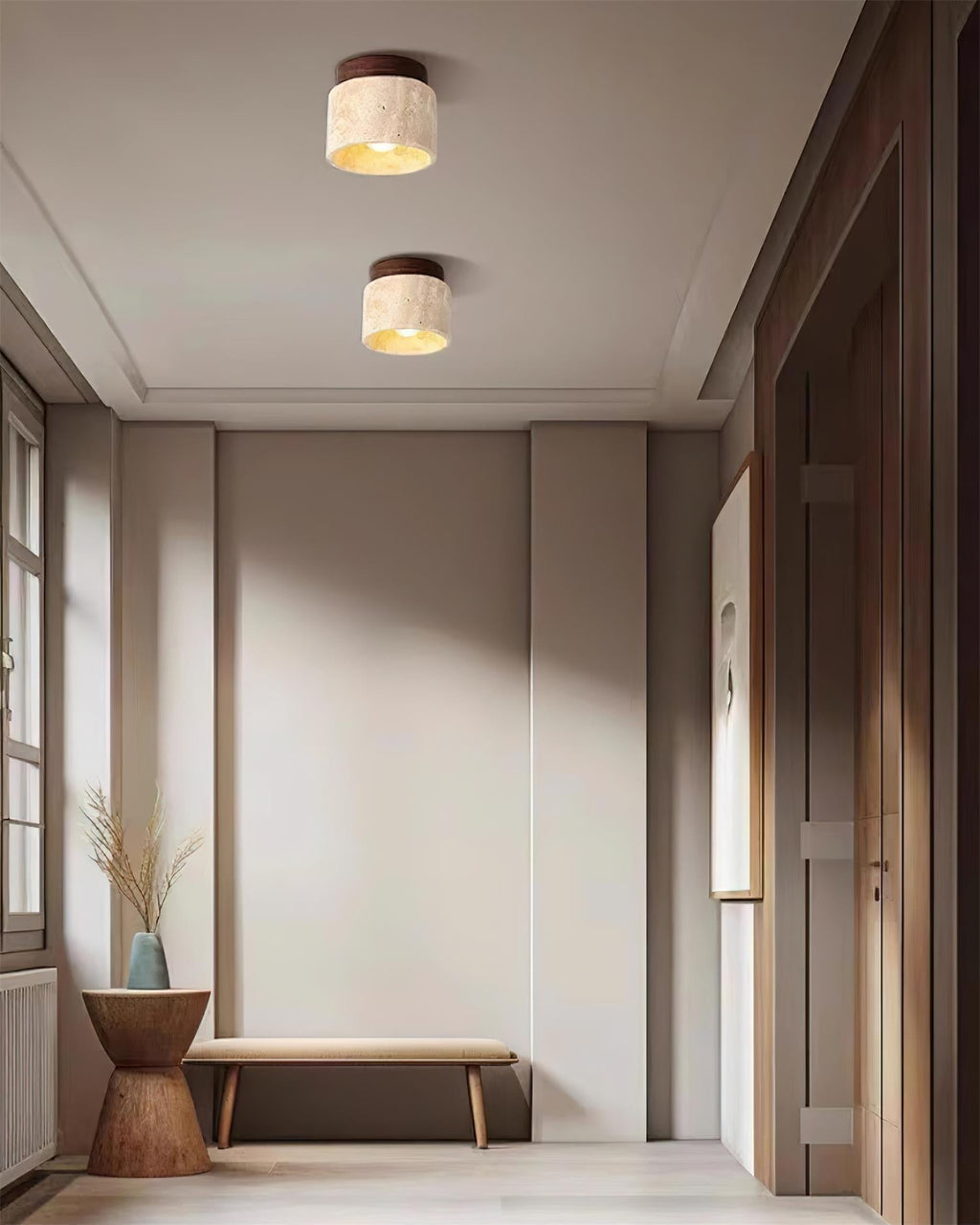 Larenlark Travertine Ceiling Light-Moonnatur