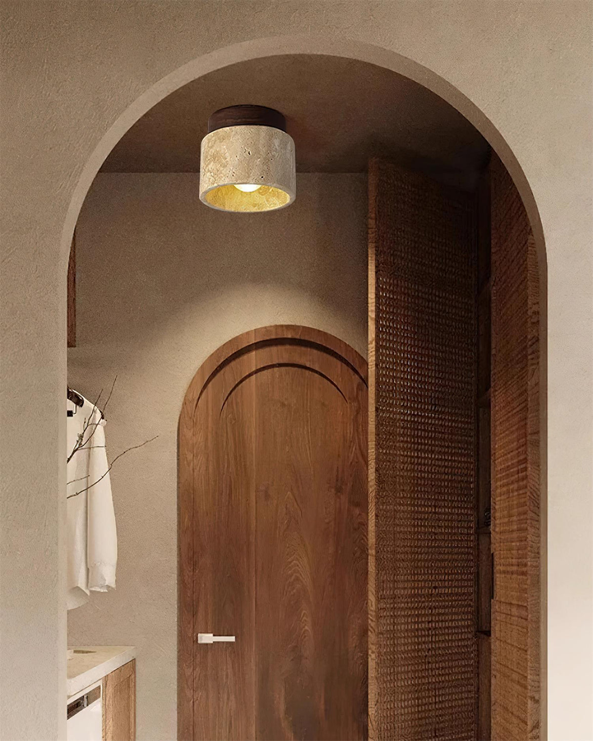Larenlark Travertine Ceiling Light-Moonnatur