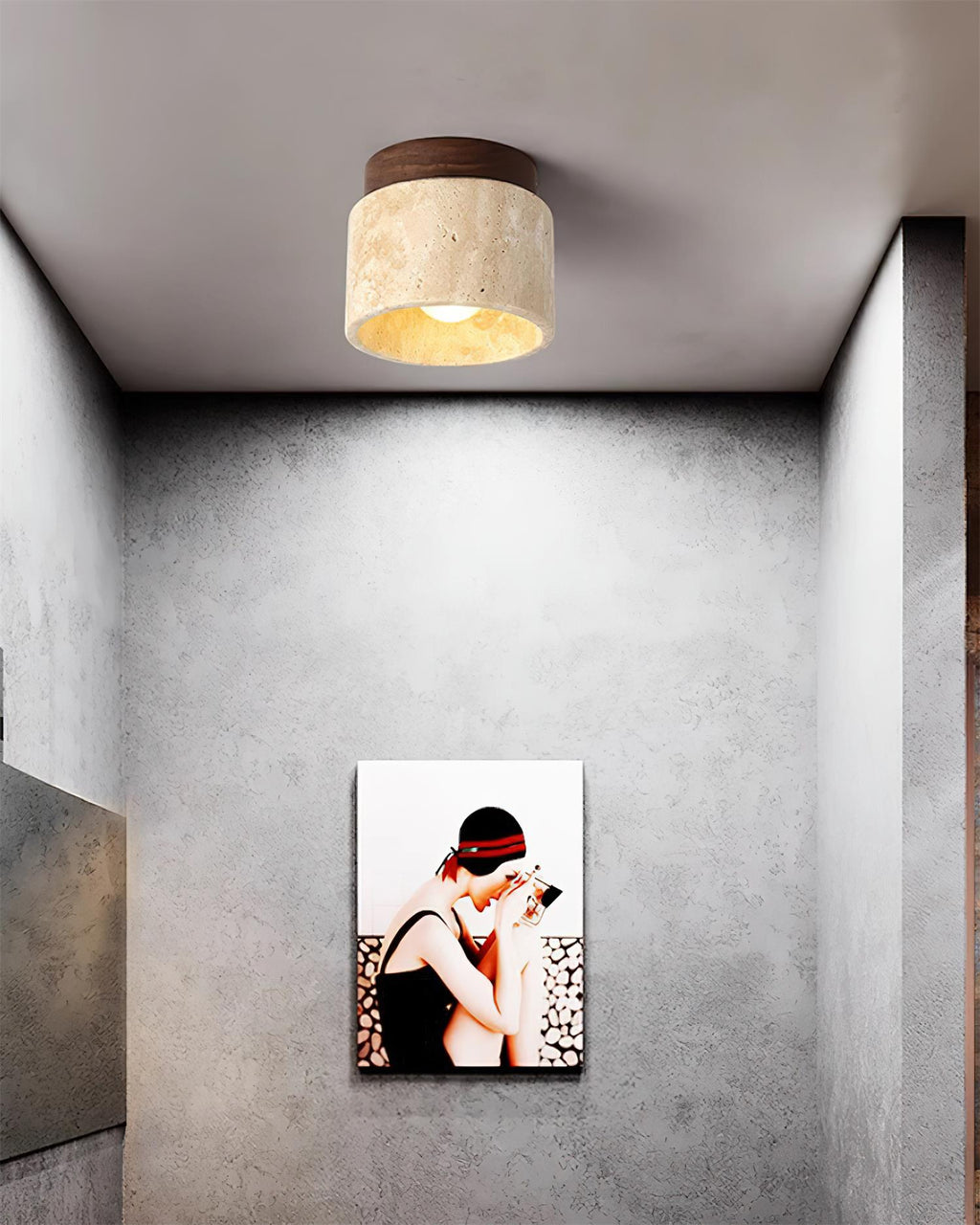 Larenlark Travertine Ceiling Light-Moonnatur