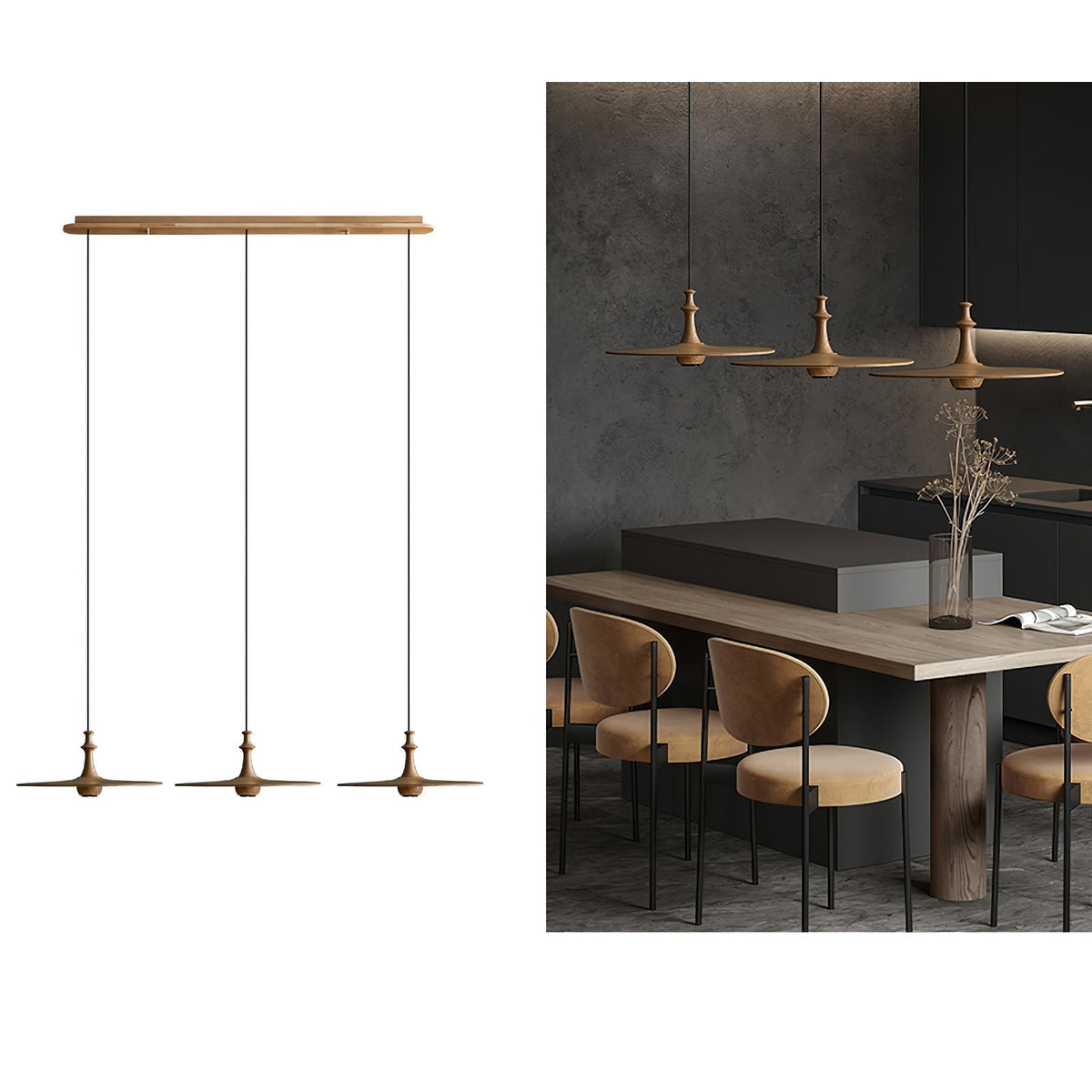 Farenera Wood Pendant Light-Moonnatur