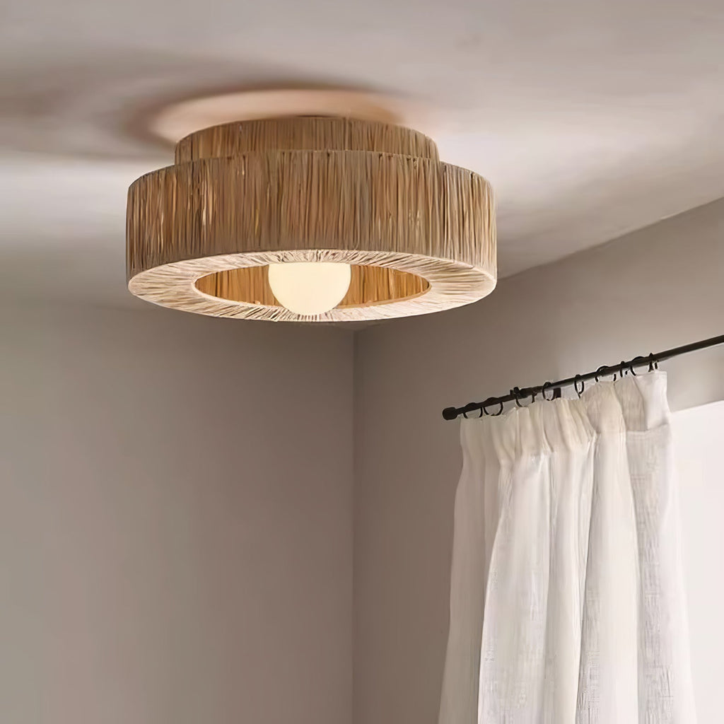 Zarenune Raffia Straw Ceiling Light-Moonnatur