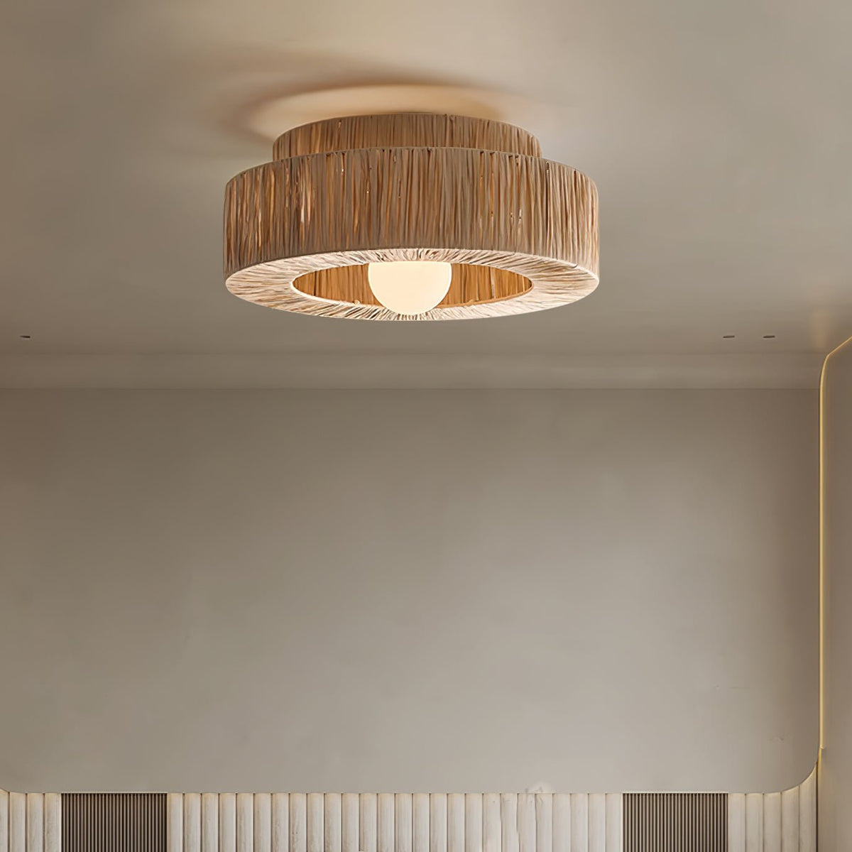 Zarenune Raffia Straw Ceiling Light-Moonnatur