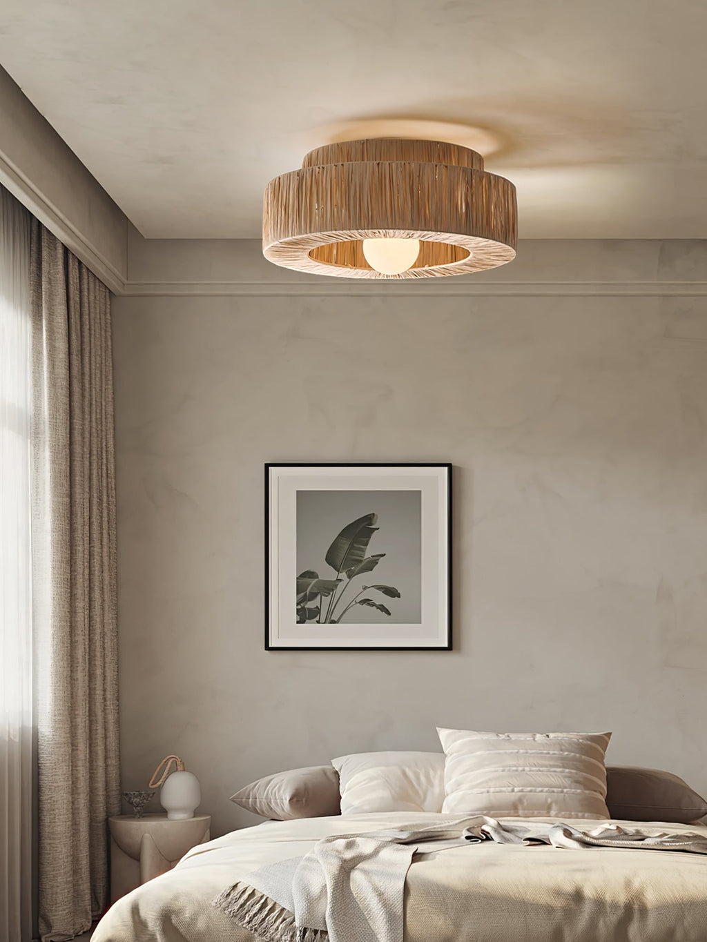 Zarenune Raffia Straw Ceiling Light-Moonnatur