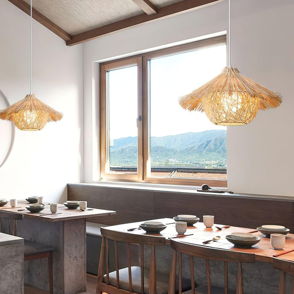 Trevenara Rattan Pendant Light-Moonnatur