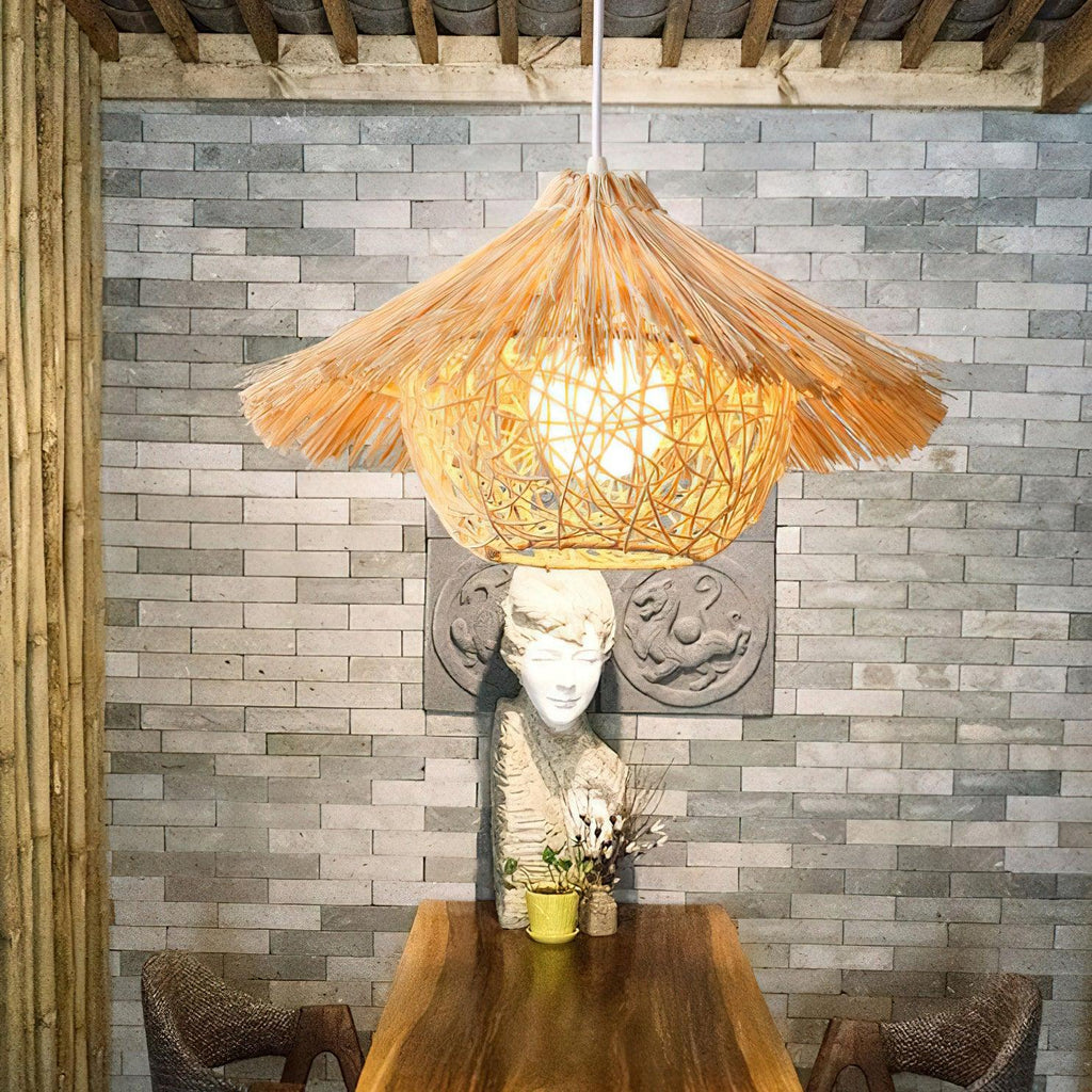 Trevenara Rattan Pendant Light-Moonnatur