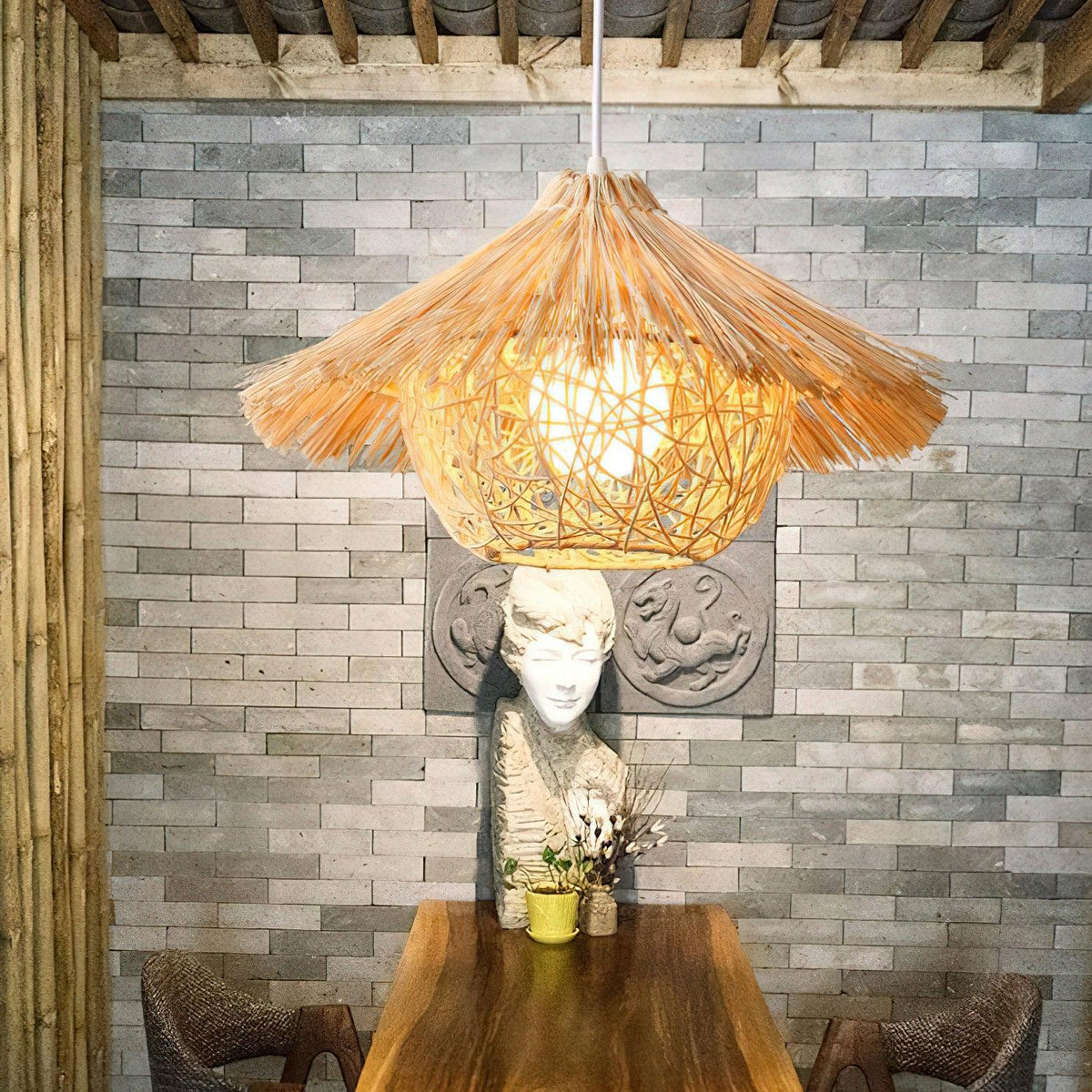 Trevenara Rattan Pendant Light-Moonnatur