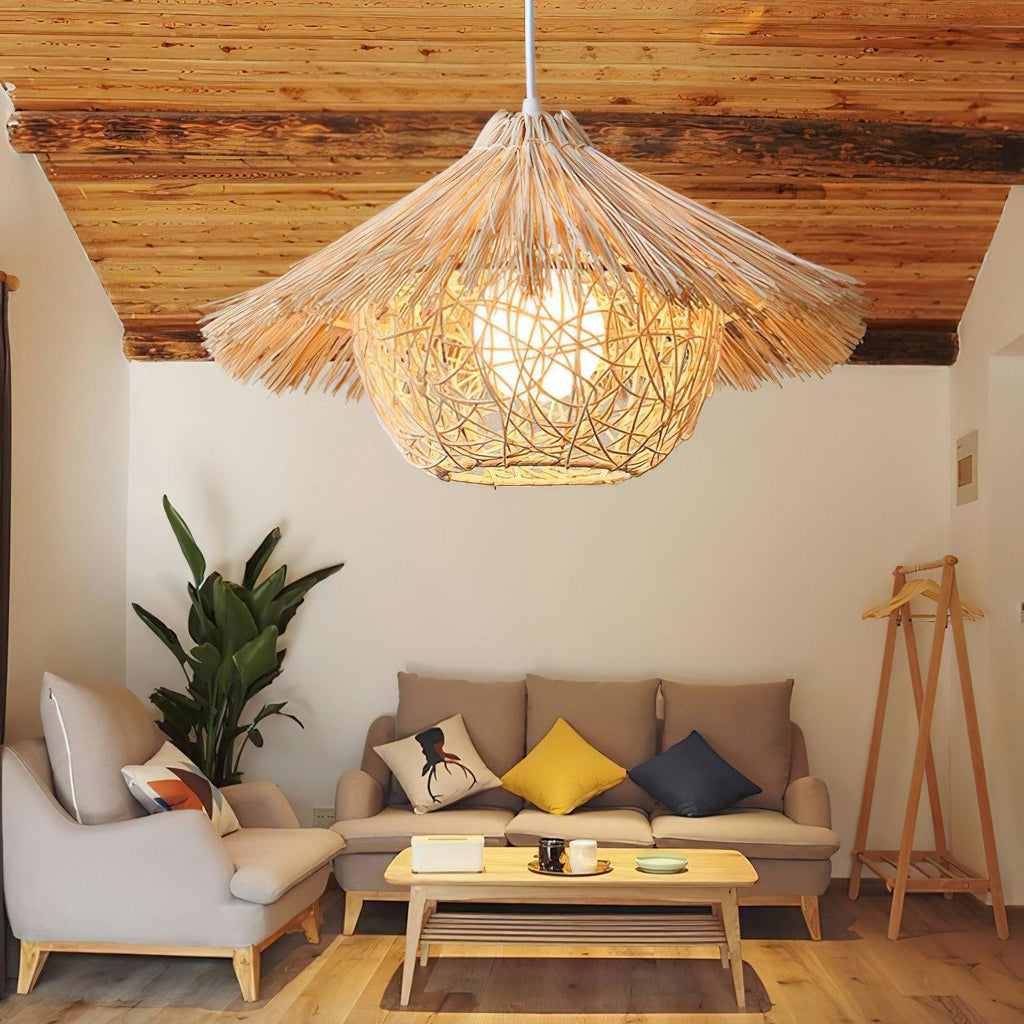 Trevenara Rattan Pendant Light-Moonnatur