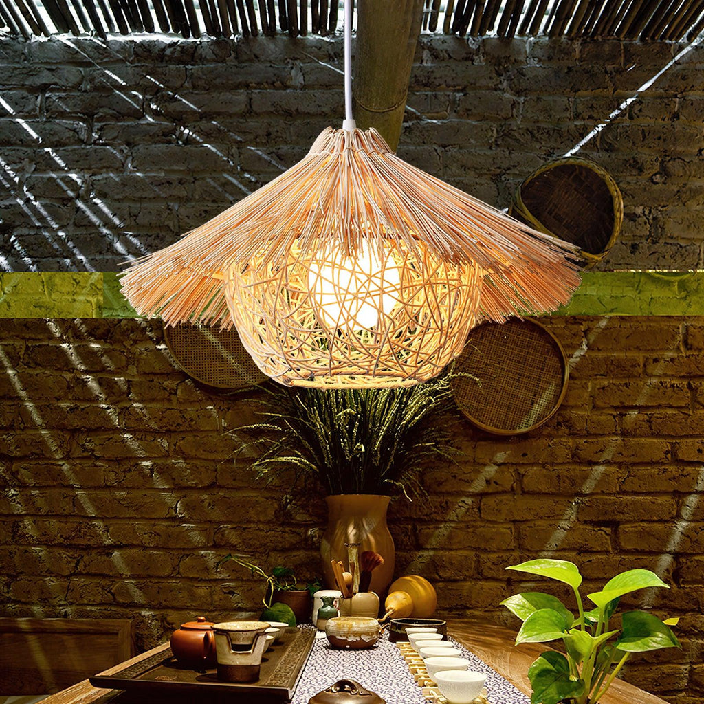 Trevenara Rattan Pendant Light-Moonnatur