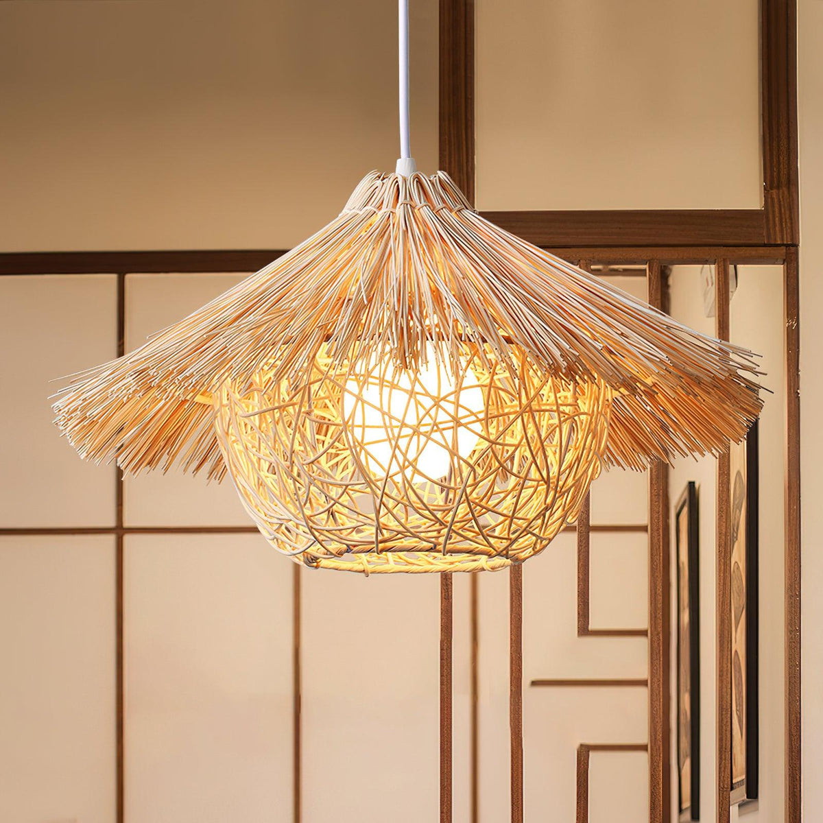 Trevenara Rattan Pendant Light-Moonnatur