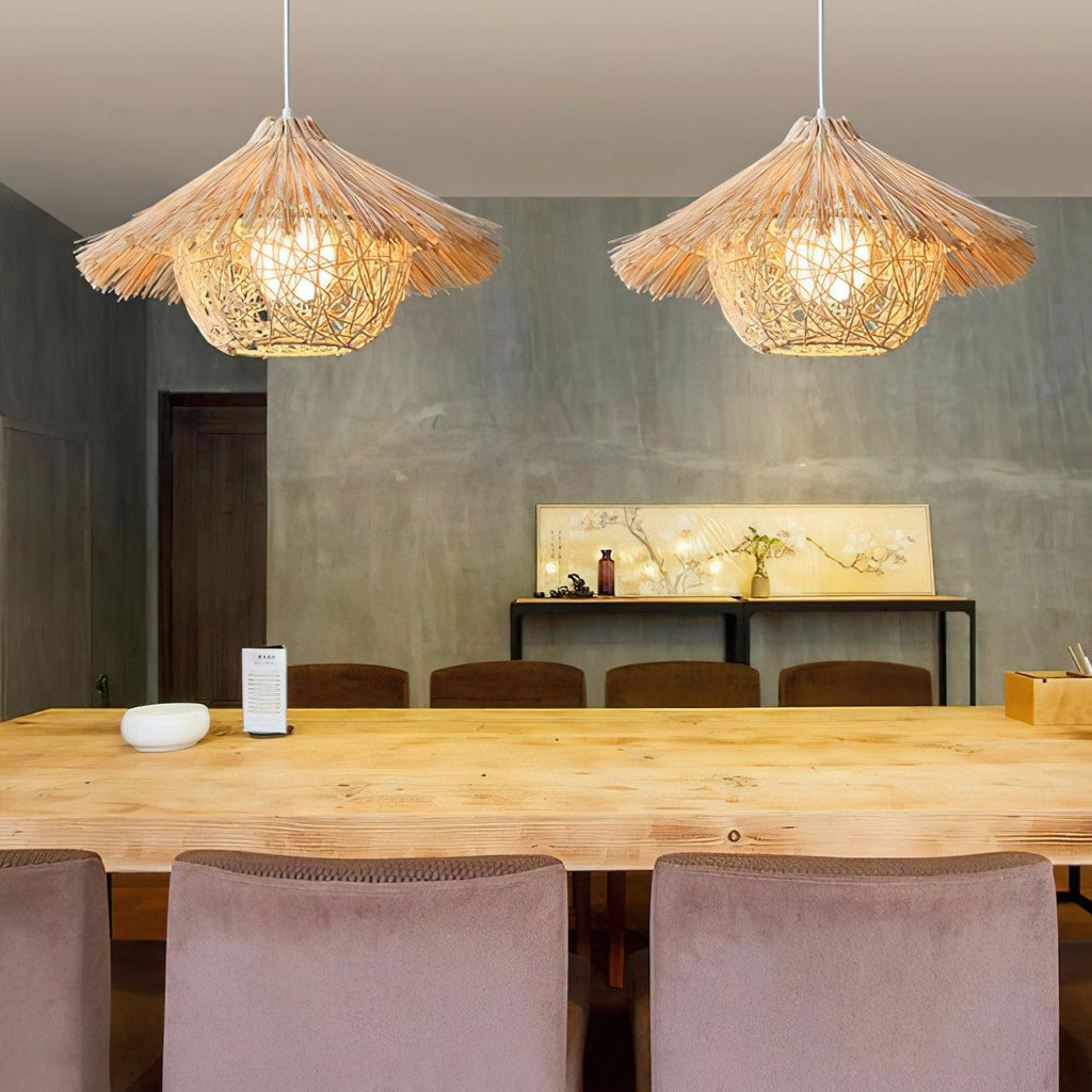 Trevenara Rattan Pendant Light-Moonnatur