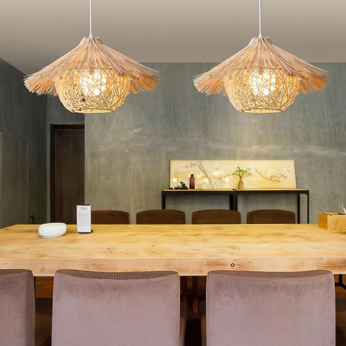 Trevenara Rattan Pendant Light-Moonnatur