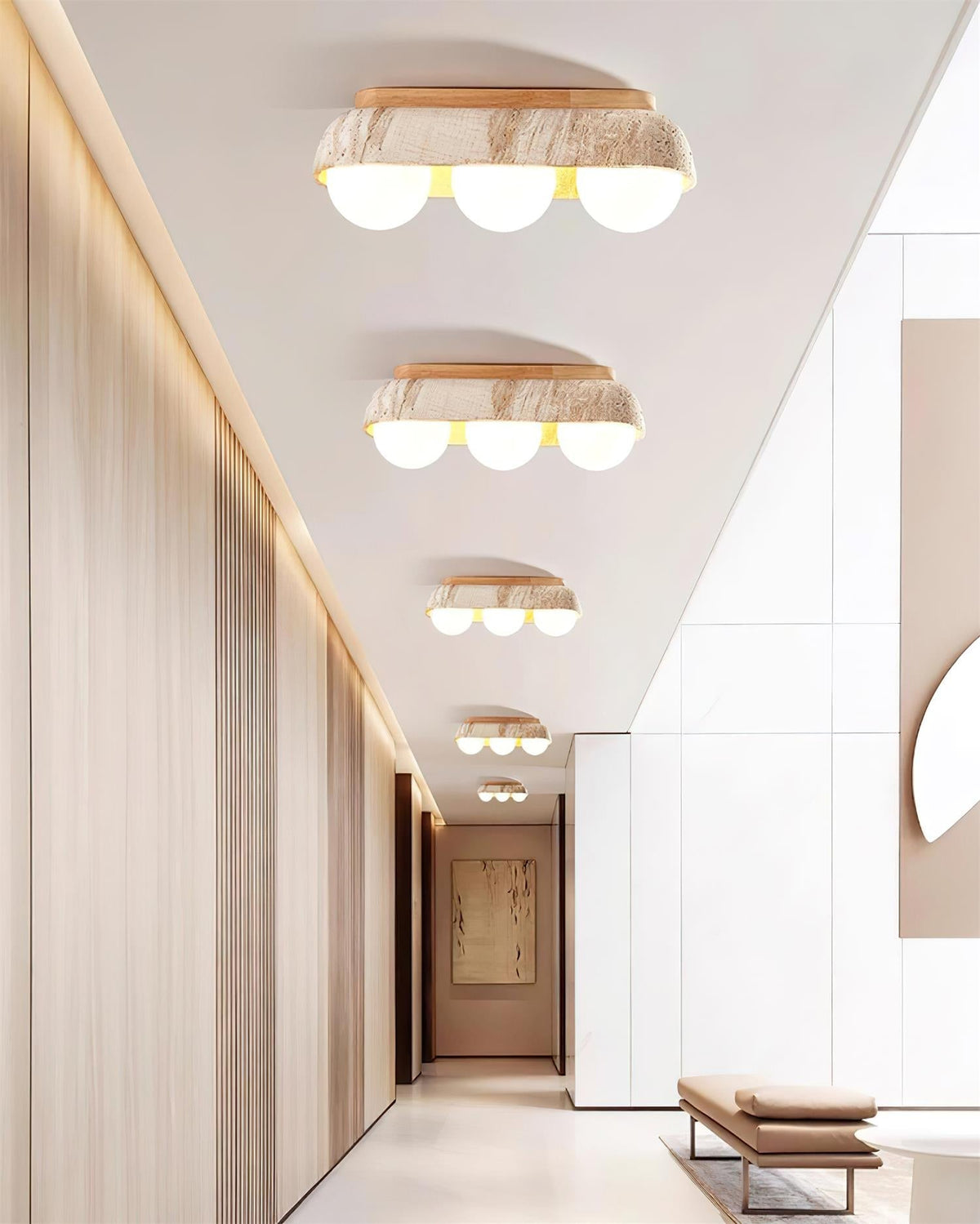 Wardenholm Travertine Ceiling Light-Moonnatur