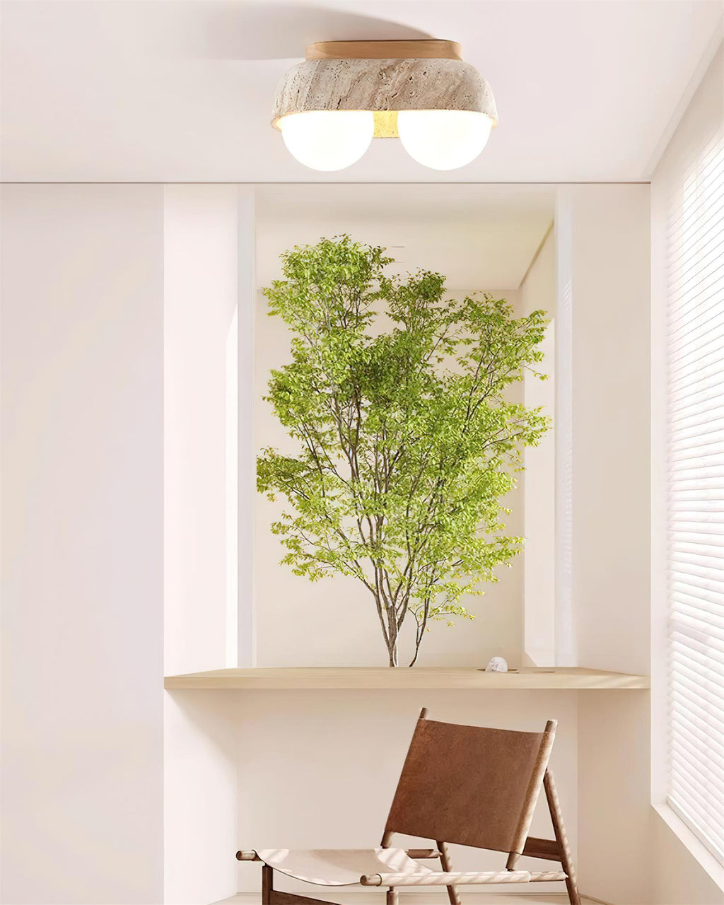 Wardenholm Travertine Ceiling Light-Moonnatur