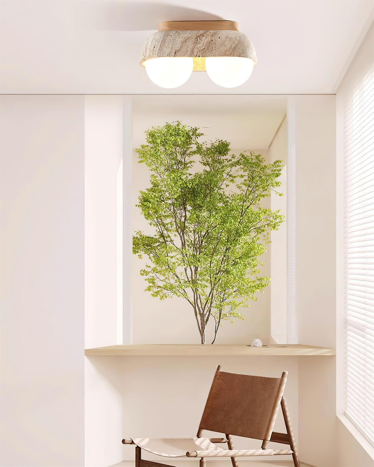Wardenholm Travertine Ceiling Light-Moonnatur