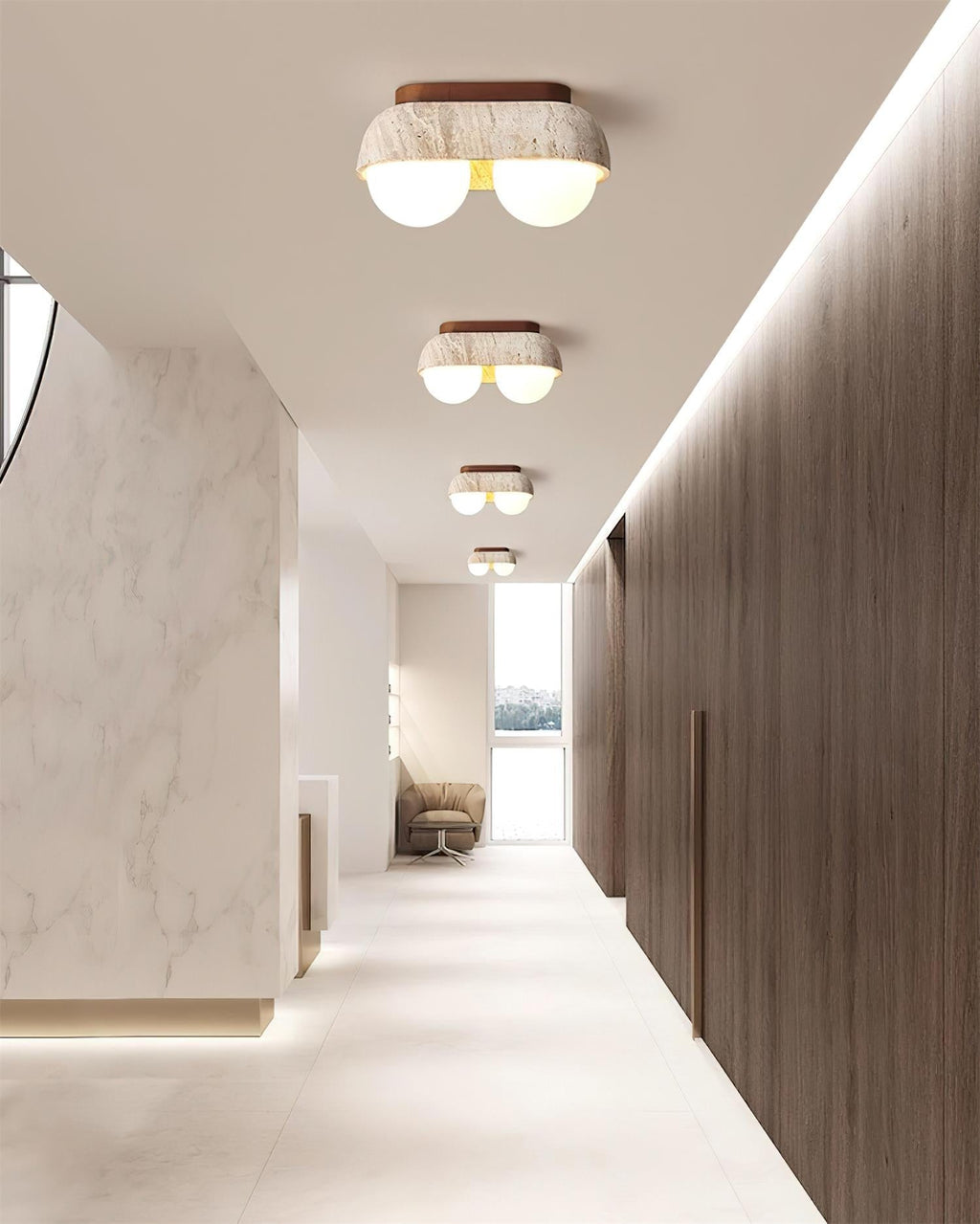 Wardenholm Travertine Ceiling Light-Moonnatur