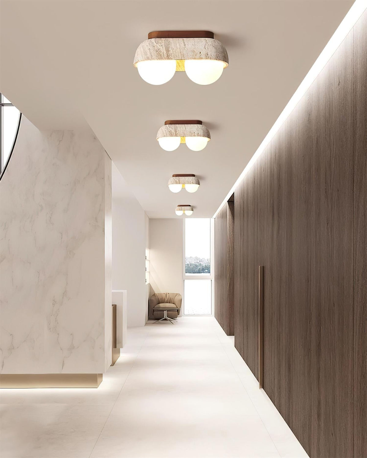 Wardenholm Travertine Ceiling Light-Moonnatur