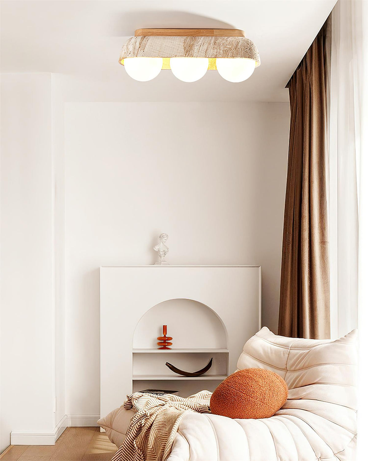 Wardenholm Travertine Ceiling Light-Moonnatur