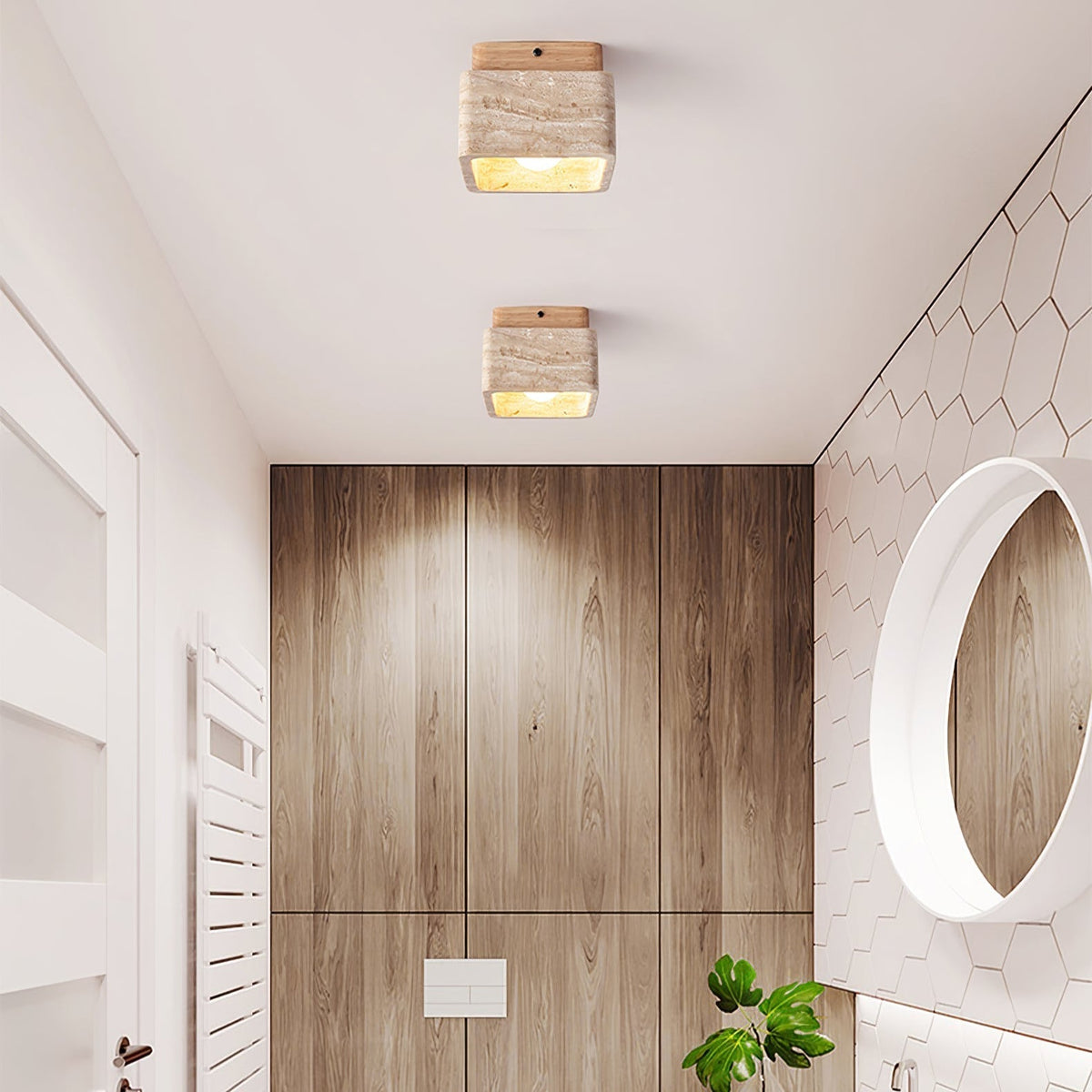 Altonheath Travertine Ceiling Light-Moonnatur