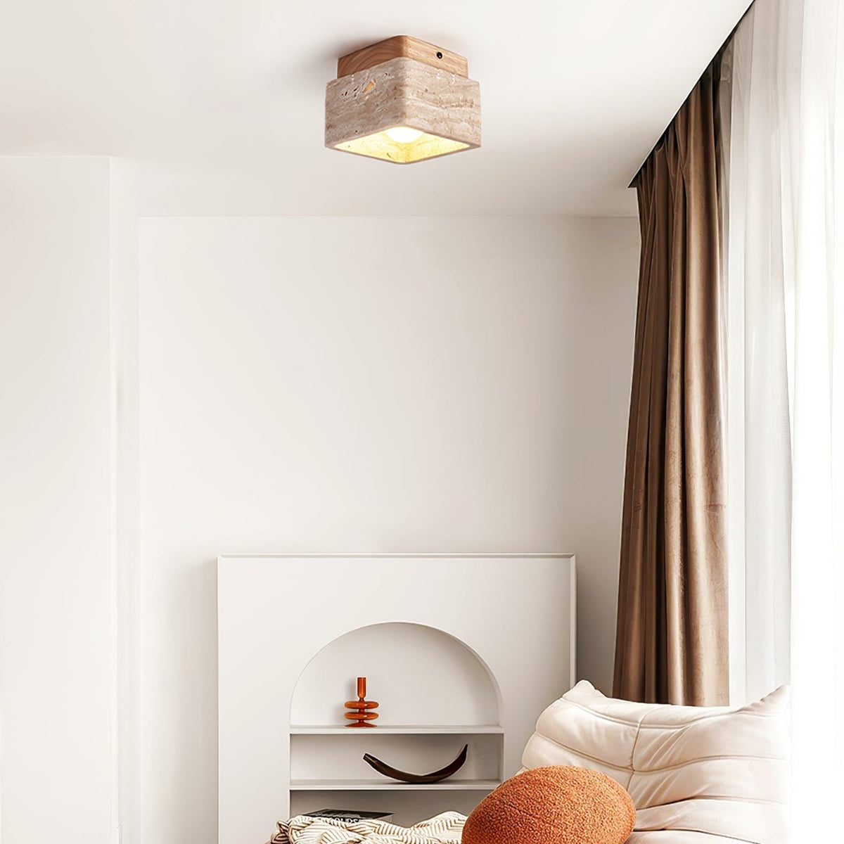 Altonheath Travertine Ceiling Light-Moonnatur