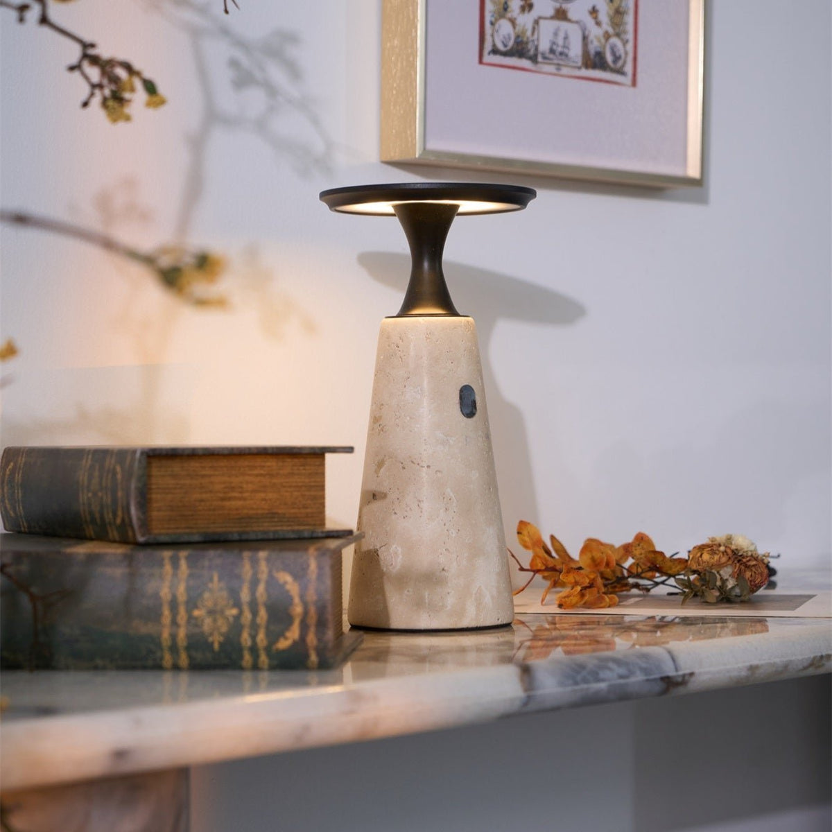 Kenrenheath Travertine Table Lamp-Moonnatur