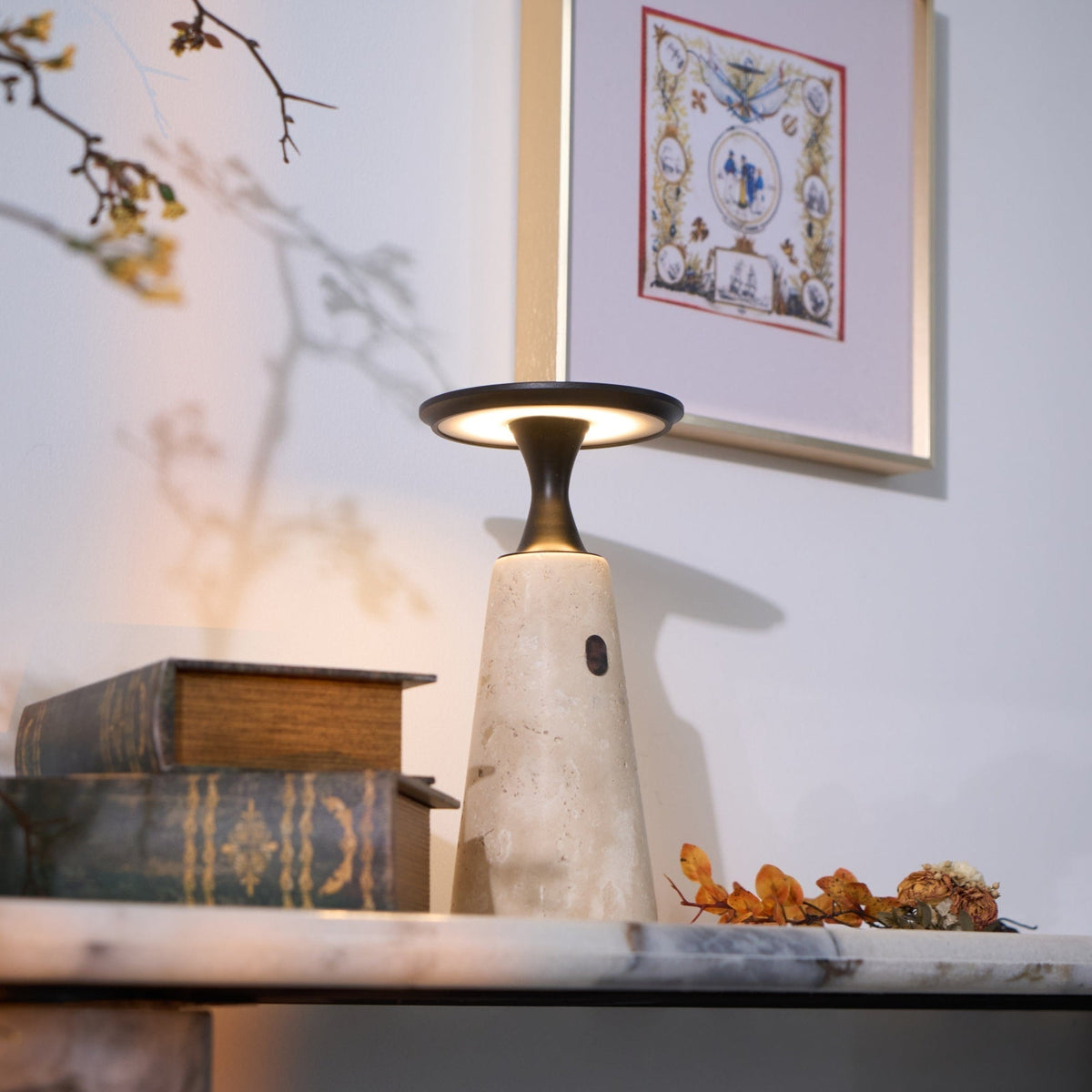 Kenrenheath Travertine Table Lamp-Moonnatur