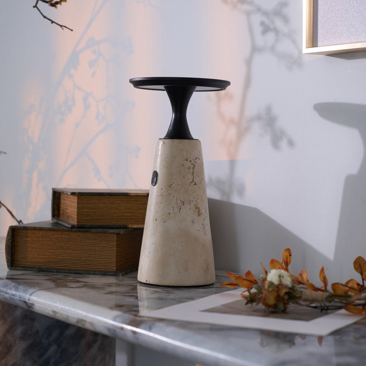 Kenrenheath Travertine Table Lamp-Moonnatur