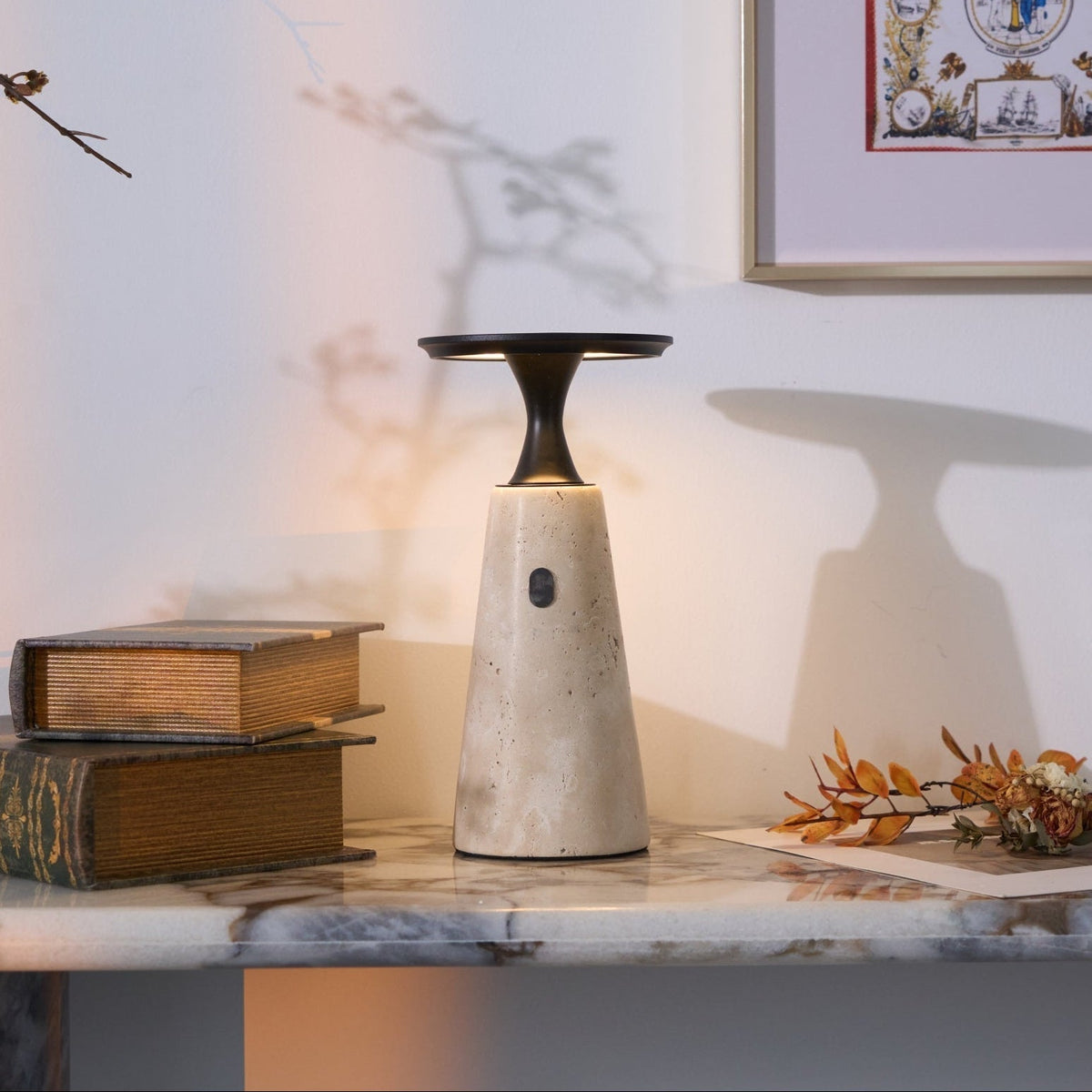 Kenrenheath Travertine Table Lamp-Moonnatur