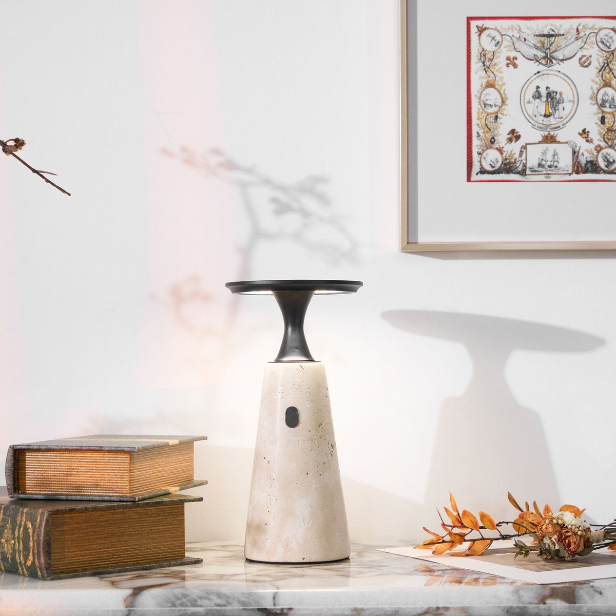 Kenrenheath Travertine Table Lamp-Moonnatur